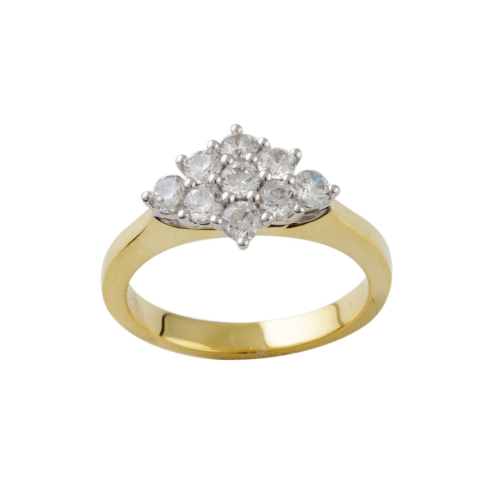 9ct yellow gold diamond cluster ring  0.70ct