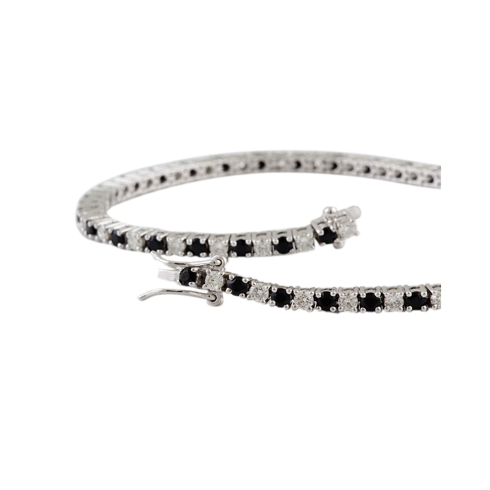 9ct White Gold Sapphire 2.00ct And Diamond 1.49ct Tennis Bracelet