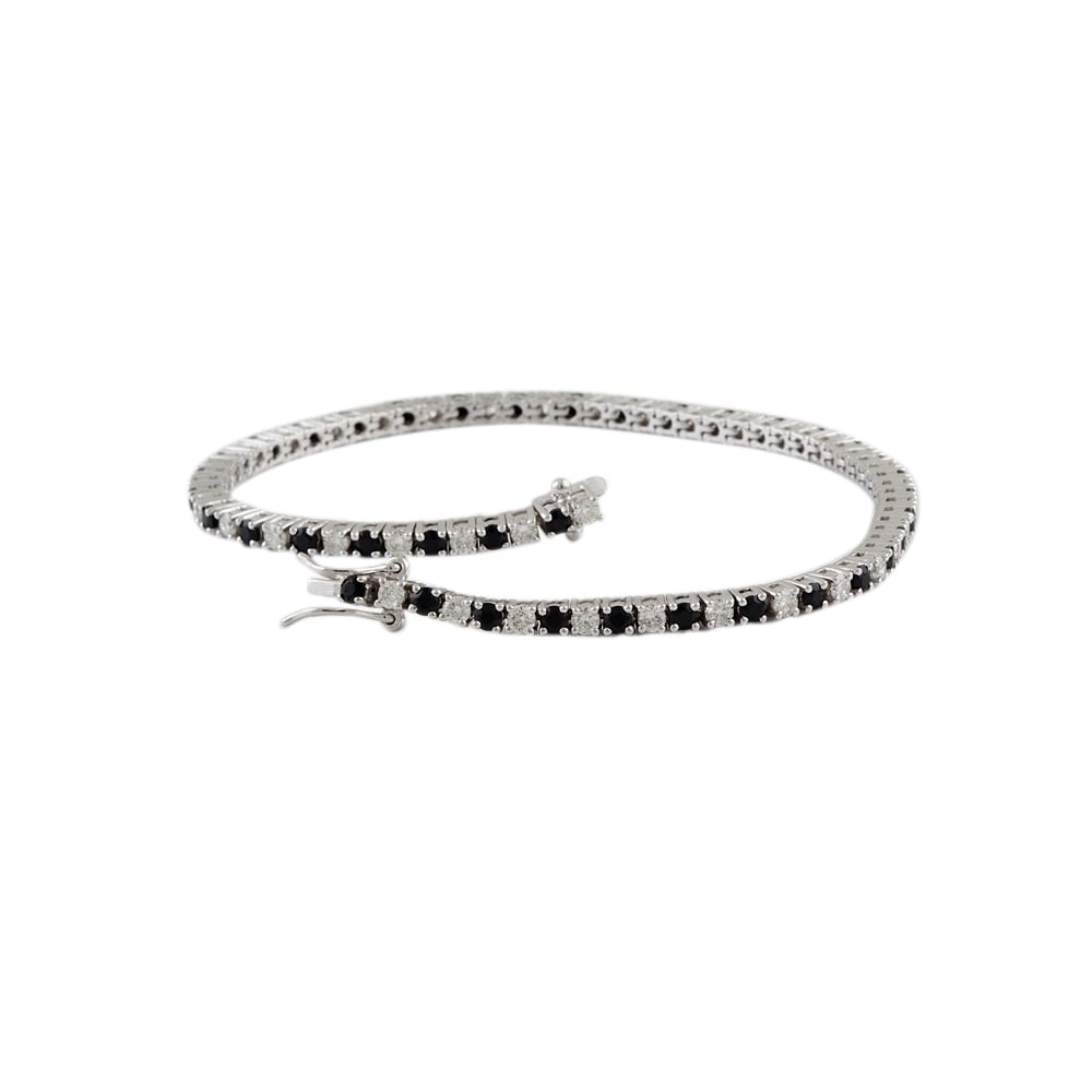 9ct White Gold Sapphire 2.00ct And Diamond 1.49ct Tennis Bracelet