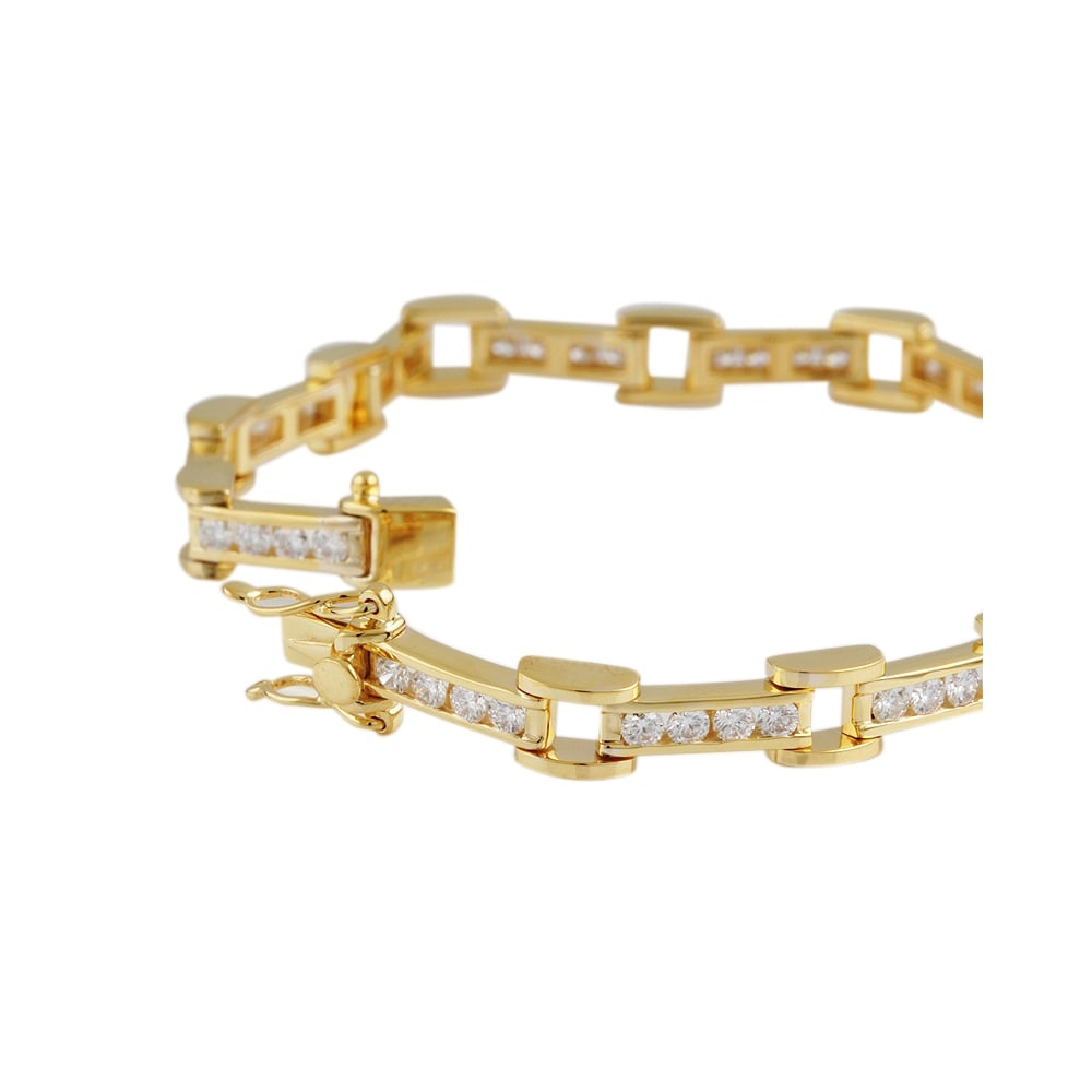 9ct Yellow Gold Open Square Link Diamond Bracelet 2.11ct