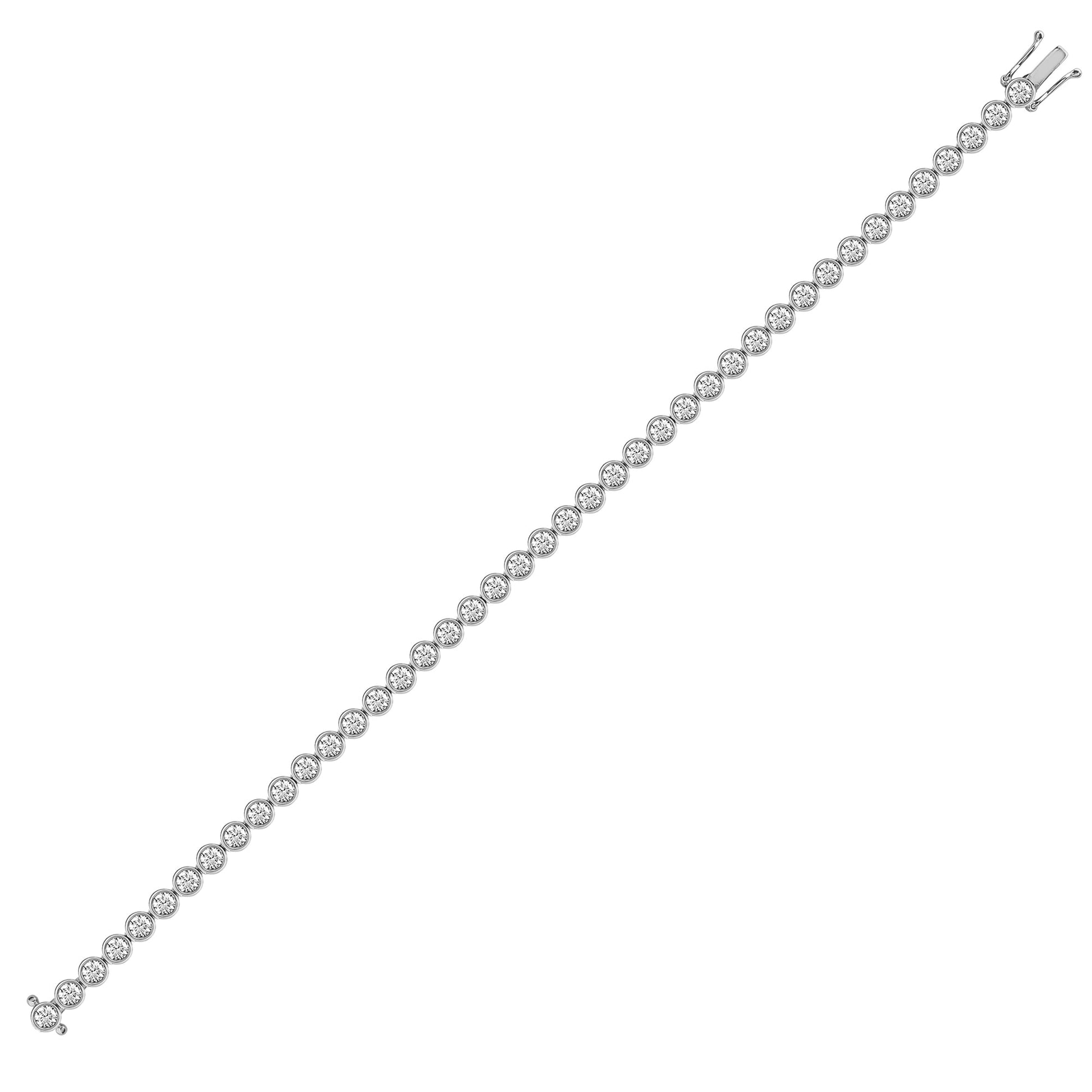 18ct White Gold 1.00ct Rub-over Diamond Line Bracelet