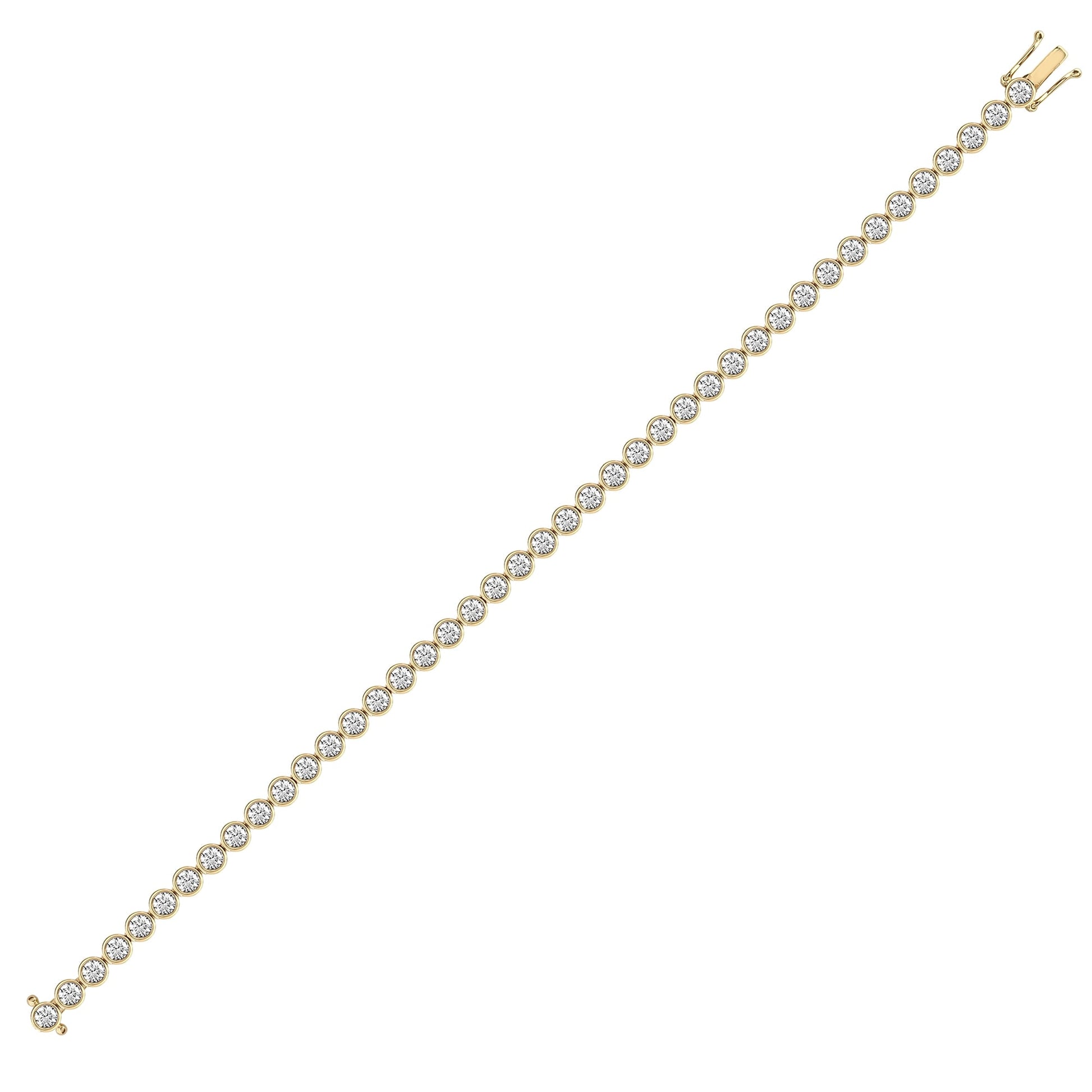 18ct Yellow Gold 1.00ct Rub-over Diamond Line Bracelet
