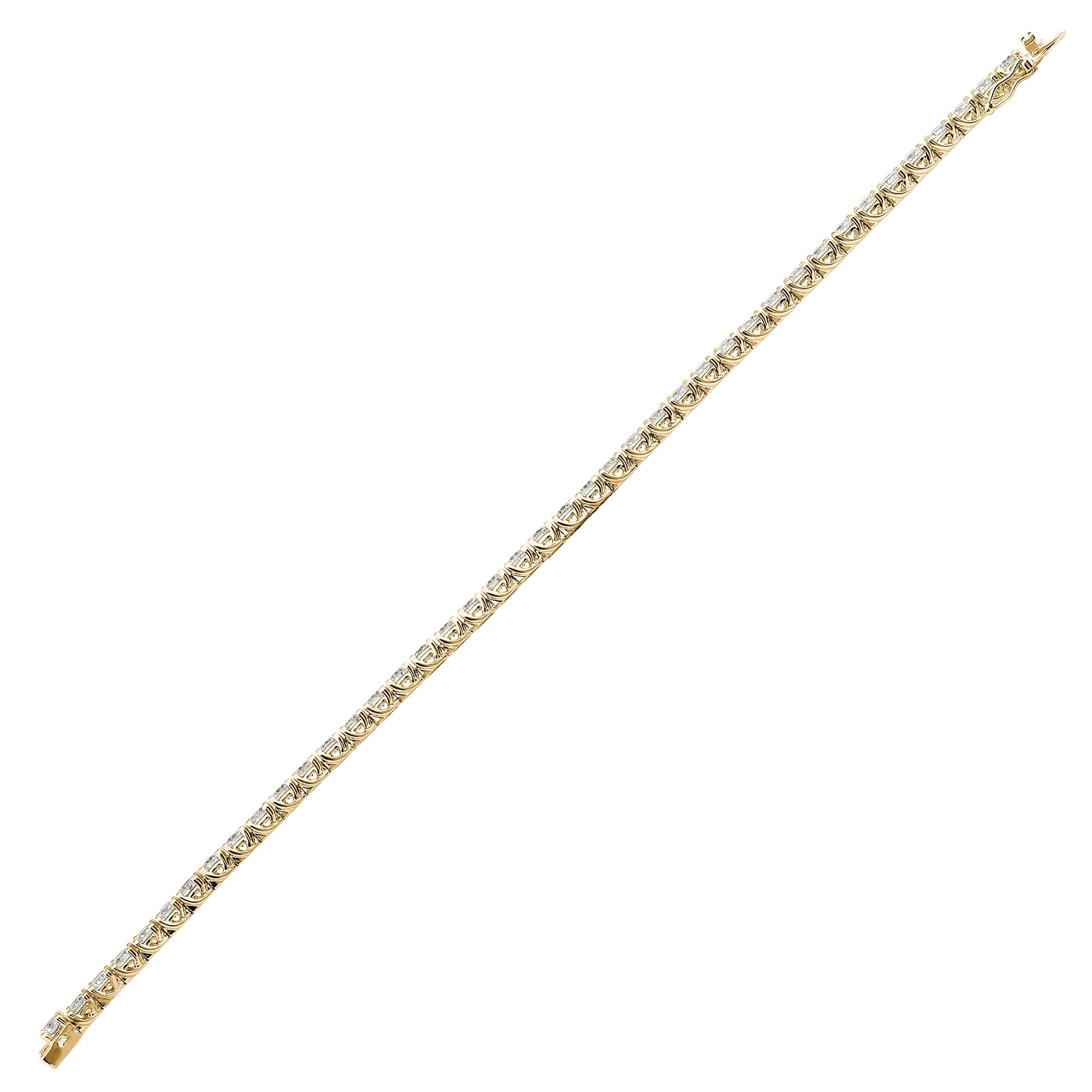 18ct Yellow Gold 3.00ct Claw Set Diamond Line Bracelet