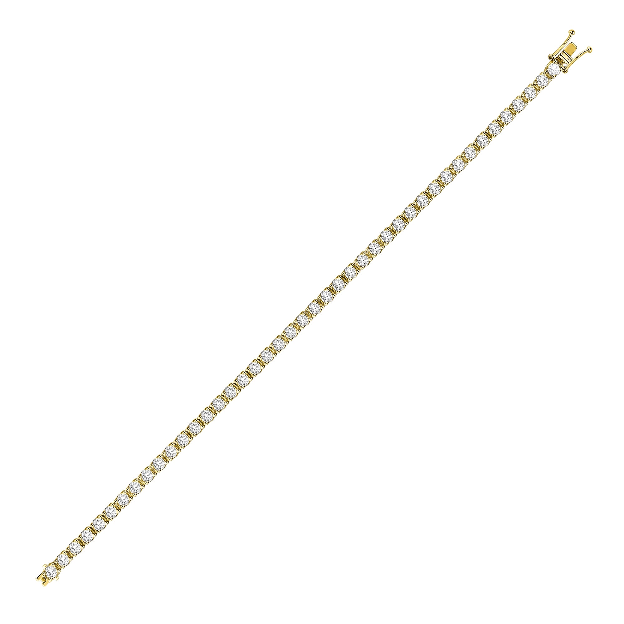 18ct Yellow Gold 4.00ct Claw Set Diamond Line Bracelet