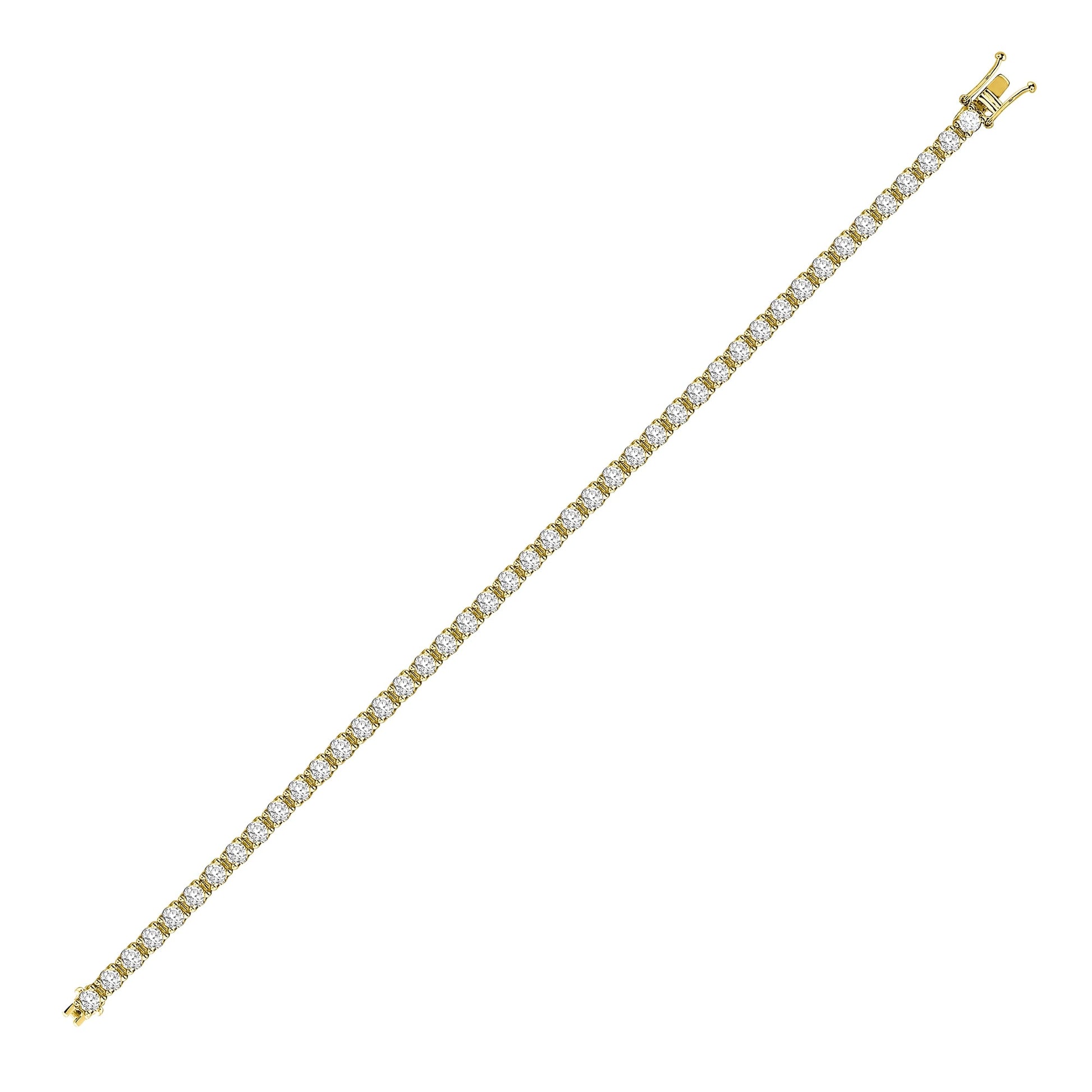18ct Yellow Gold 4.00ct Claw Set Diamond Line Bracelet