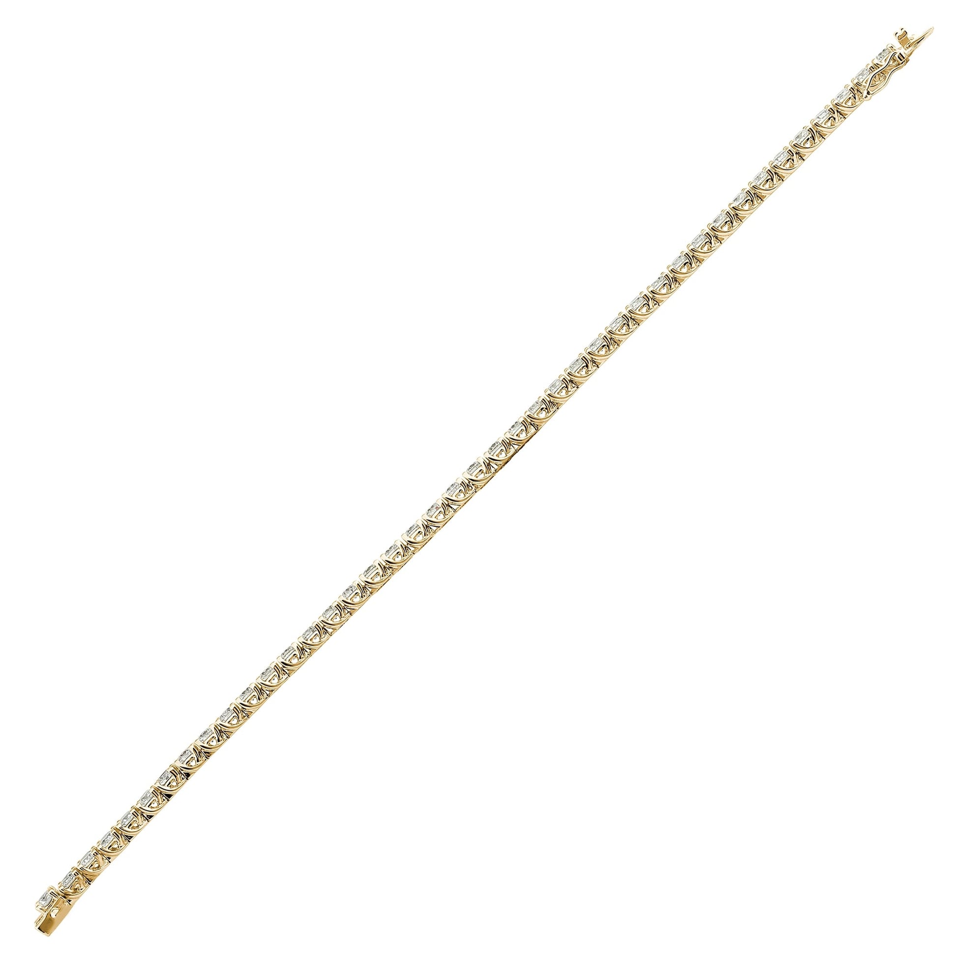 18ct Yellow Gold 4.00ct Claw Set Diamond Line Bracelet