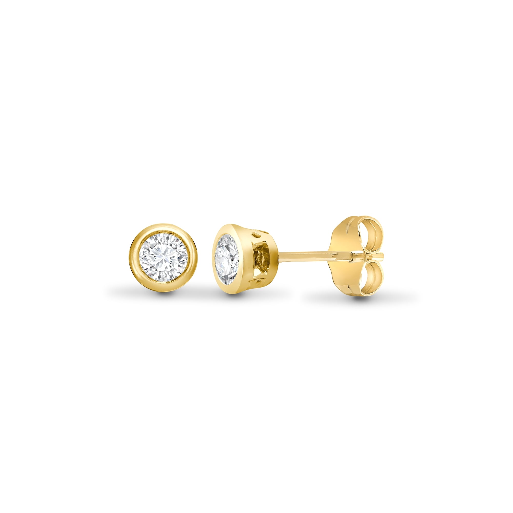 18ct Yellow Gold 20pts Rub over earrings
