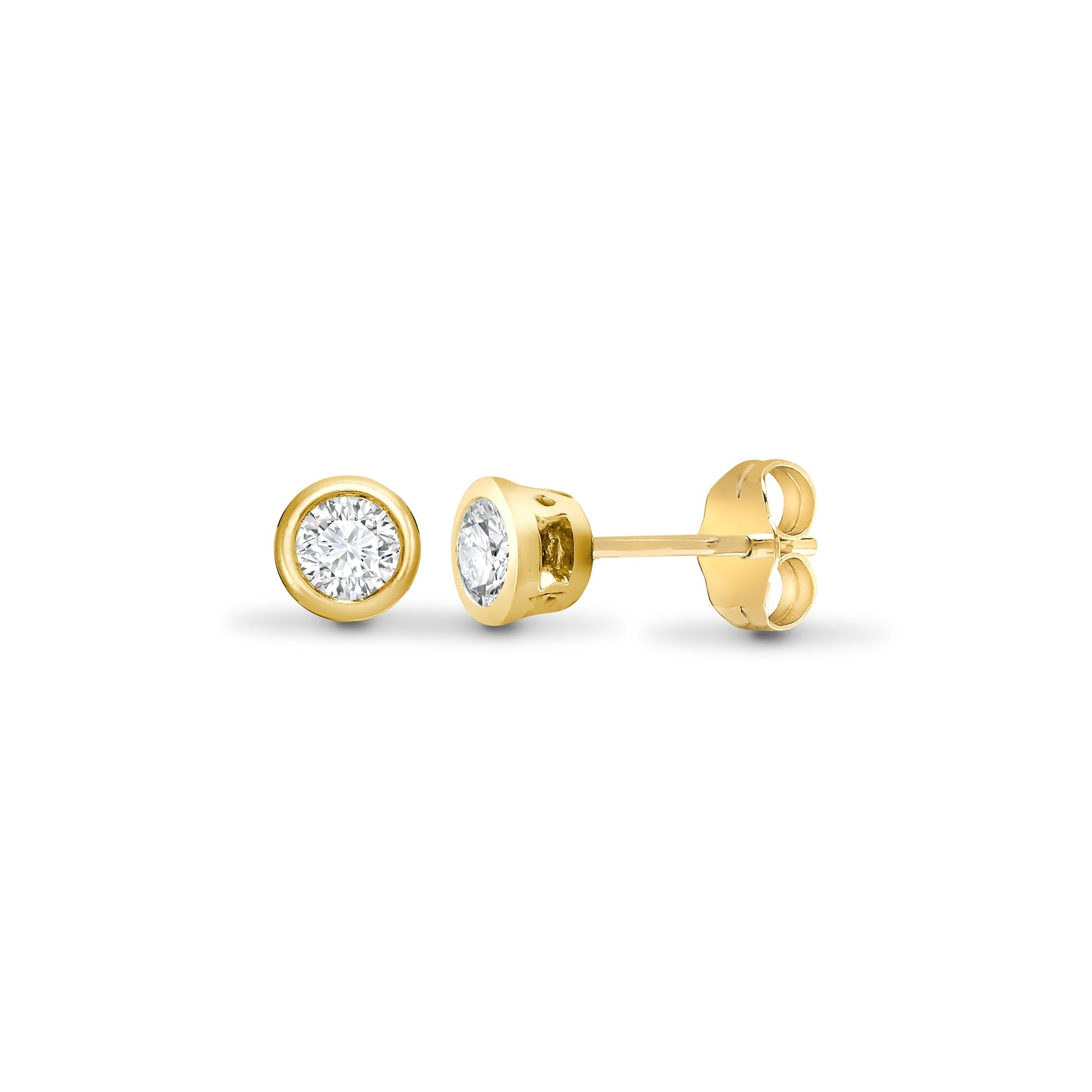 18ct Yellow Gold 20pts Rub over earrings