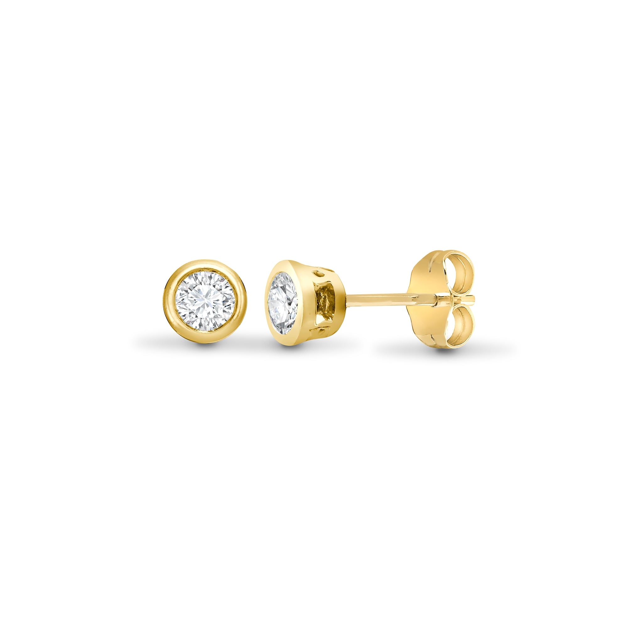 18ct Yellow Gold 50pts Rub over earrings