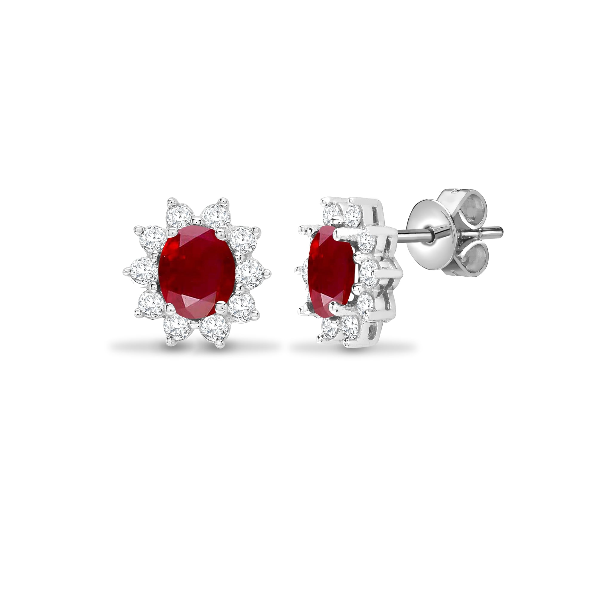 18ct White Diamond-52pts Ruby-1.50ct Diamond Earrings