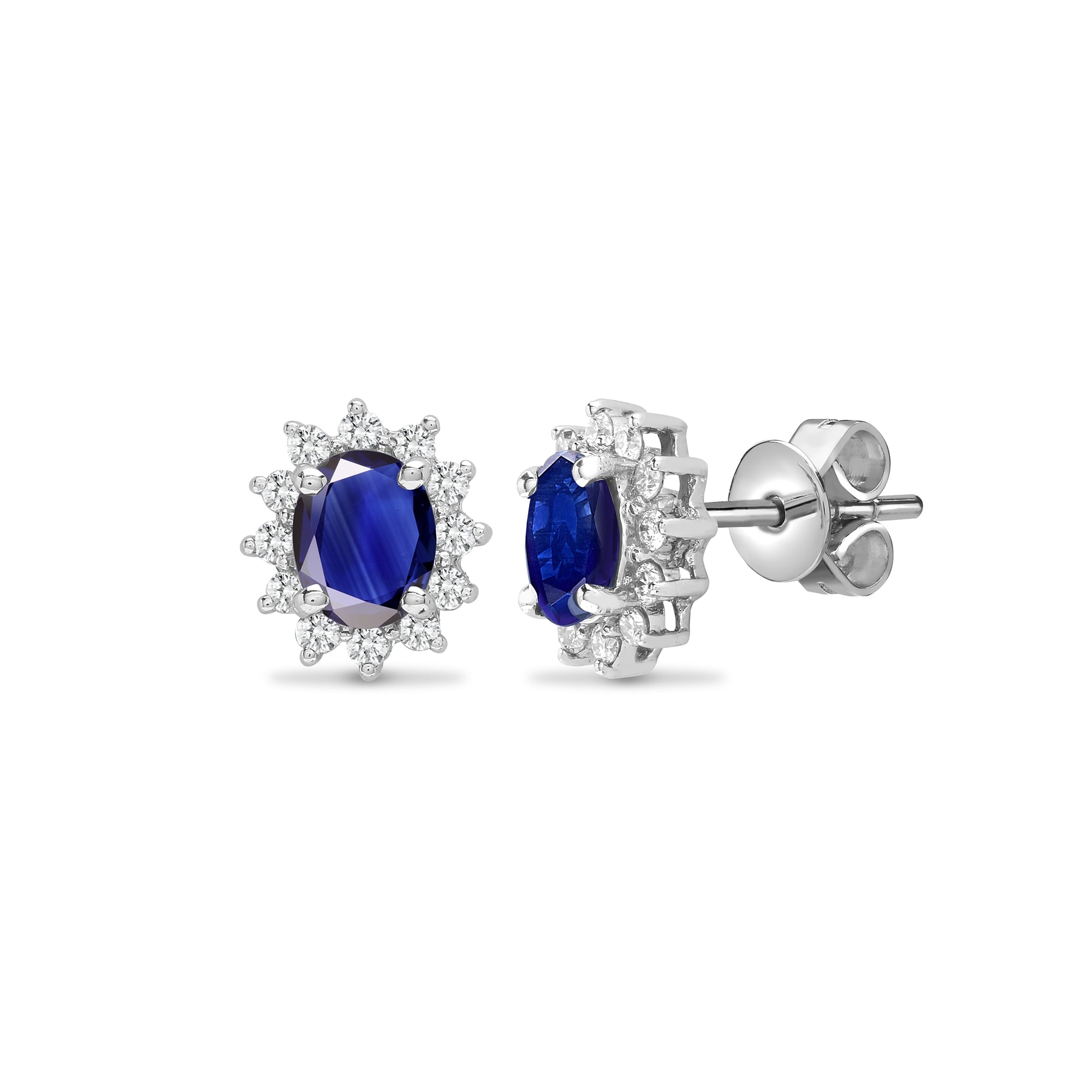 18ct White Diamond-19pts Sapphire-1.06ct Stud Earring