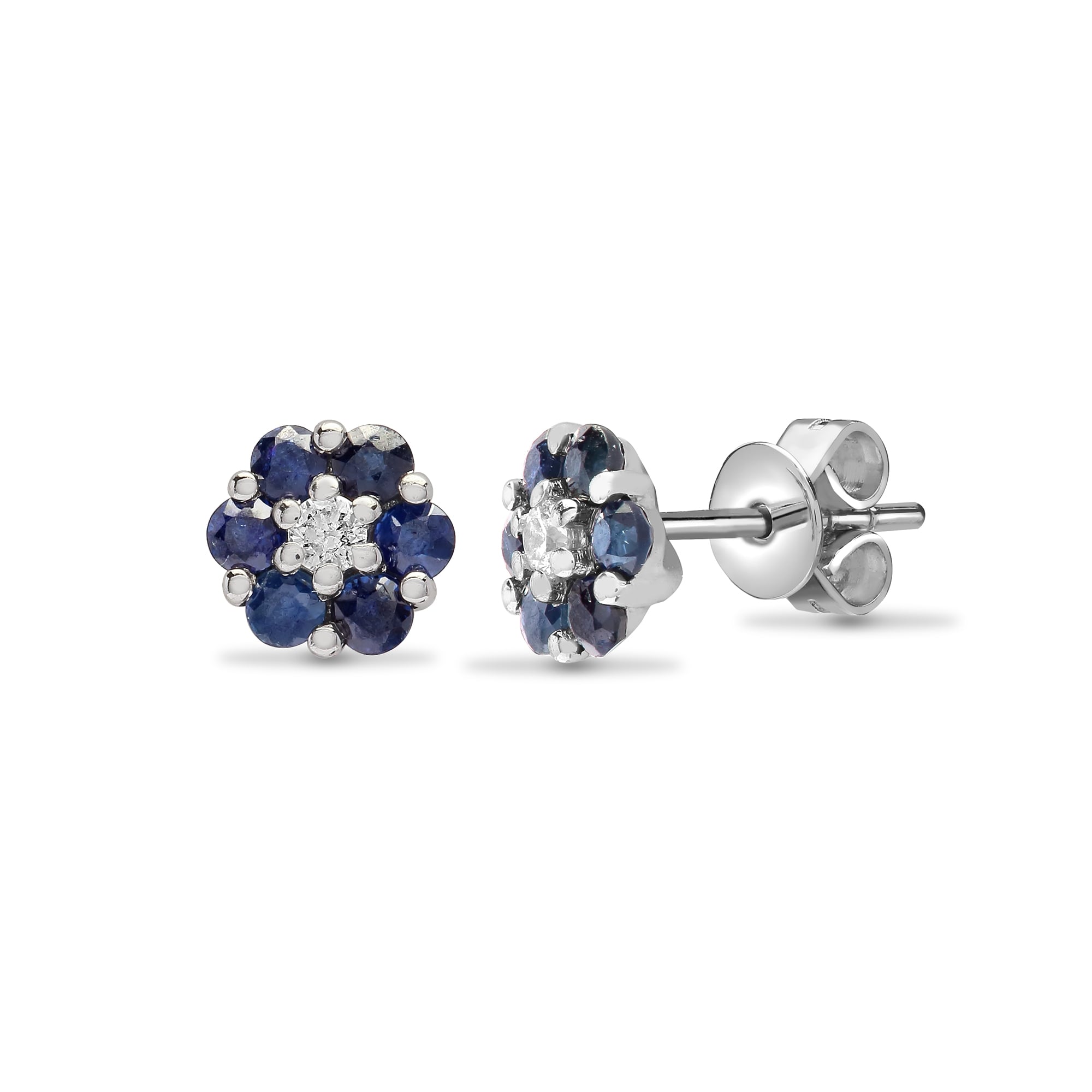 18ct White Diamond-10pts Sapphire-55pts Stud Earring