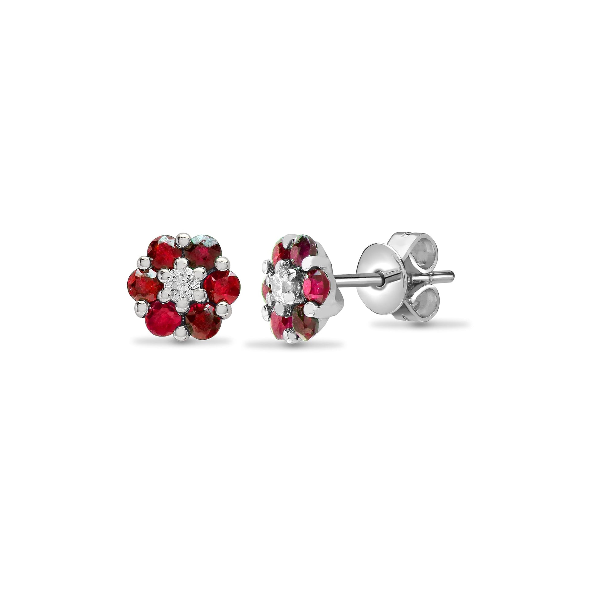 18ct White Diamond-10pts Ruby-59pts Stud Earring