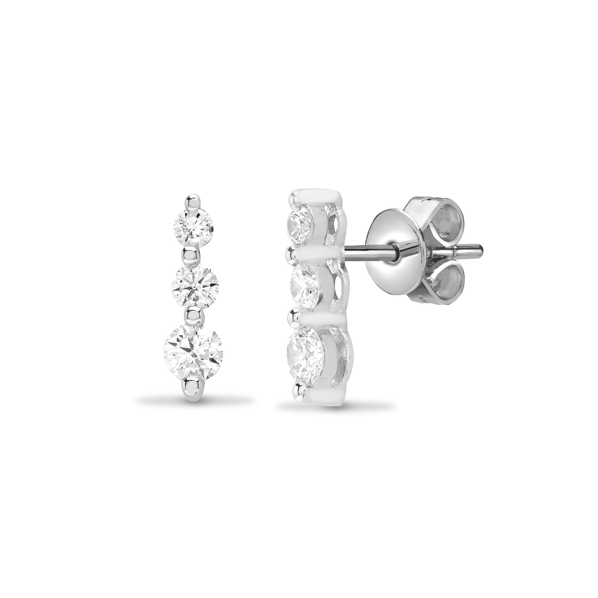 18ct White 33pts Diamond Trilogy Stud Earring