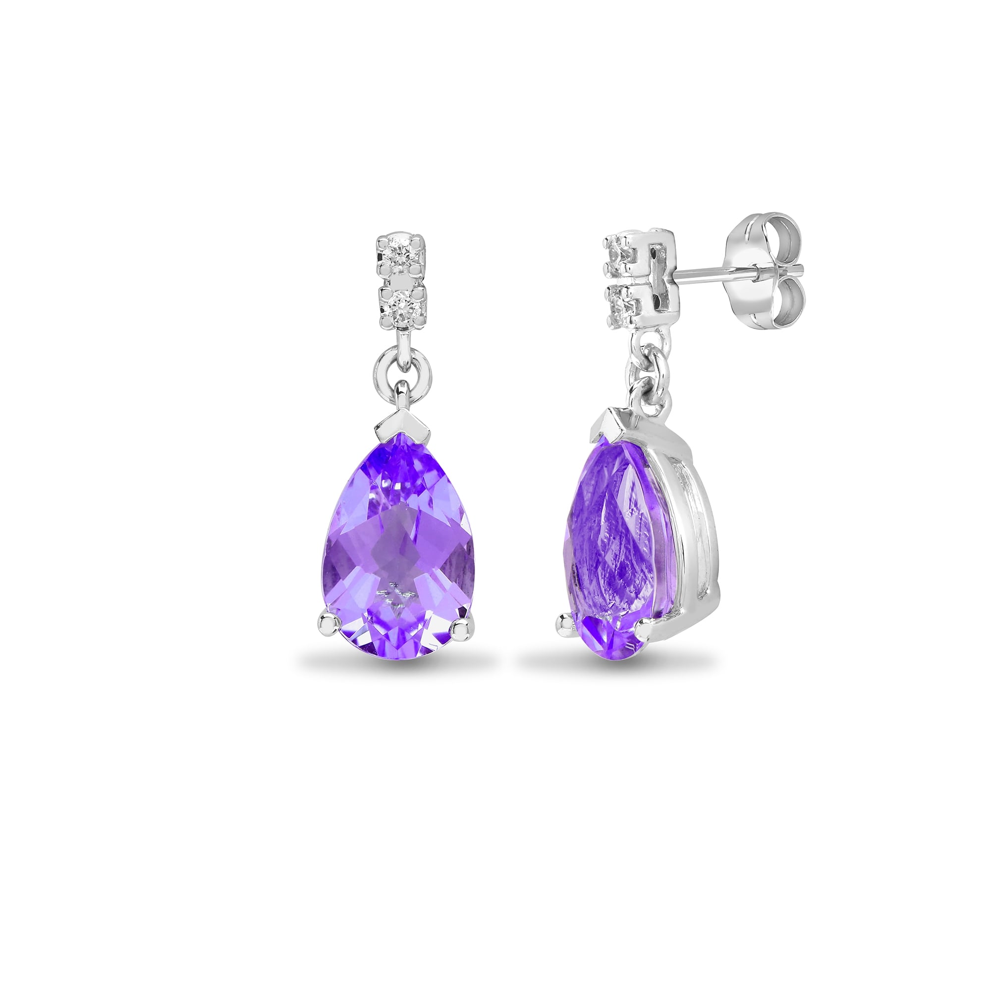 18ct White Diamond-5pt Amethyst-2.30ct Earring