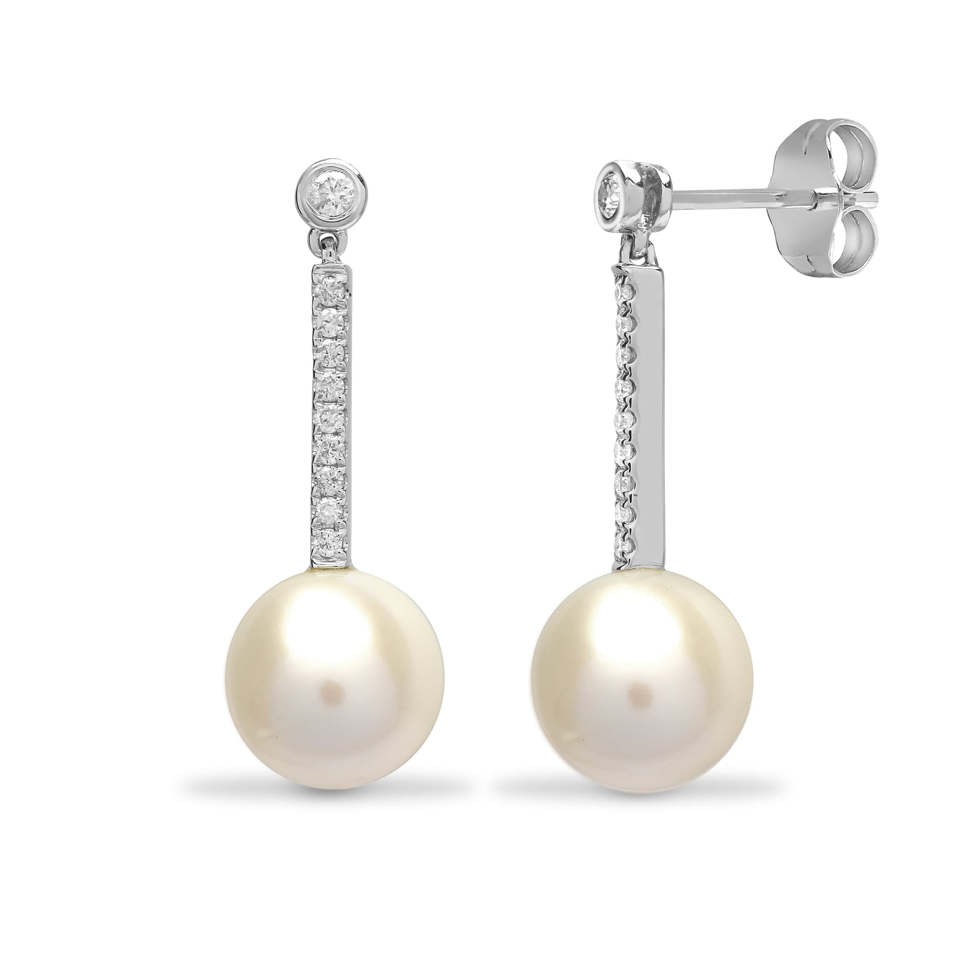 18ct White 15pt Diamond Pearl Earring