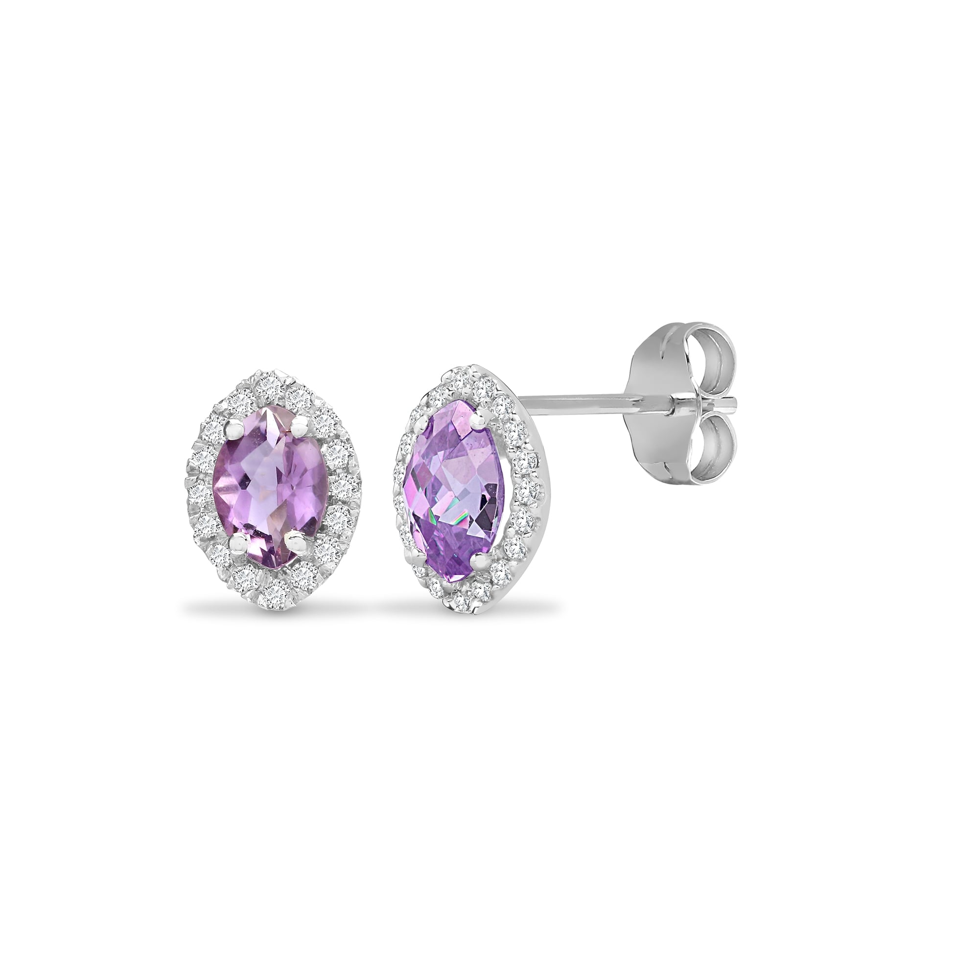 18ct White Diamond-15pt Amethyst-1.07ct Studs