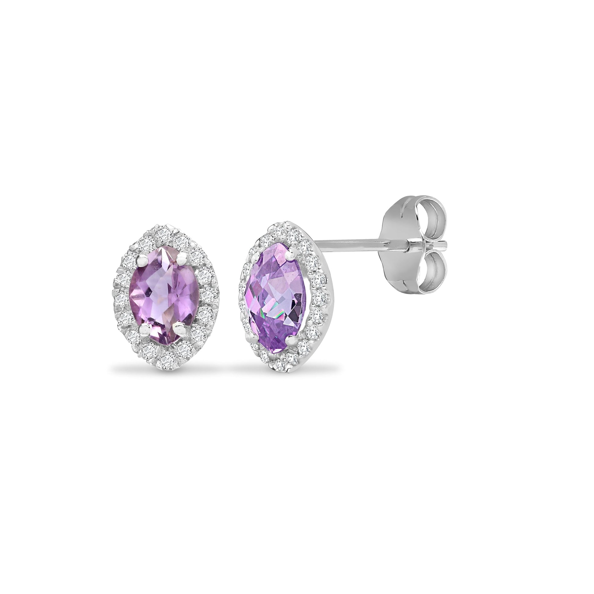 18ct White Diamond-15pt Amethyst-1.07ct Studs