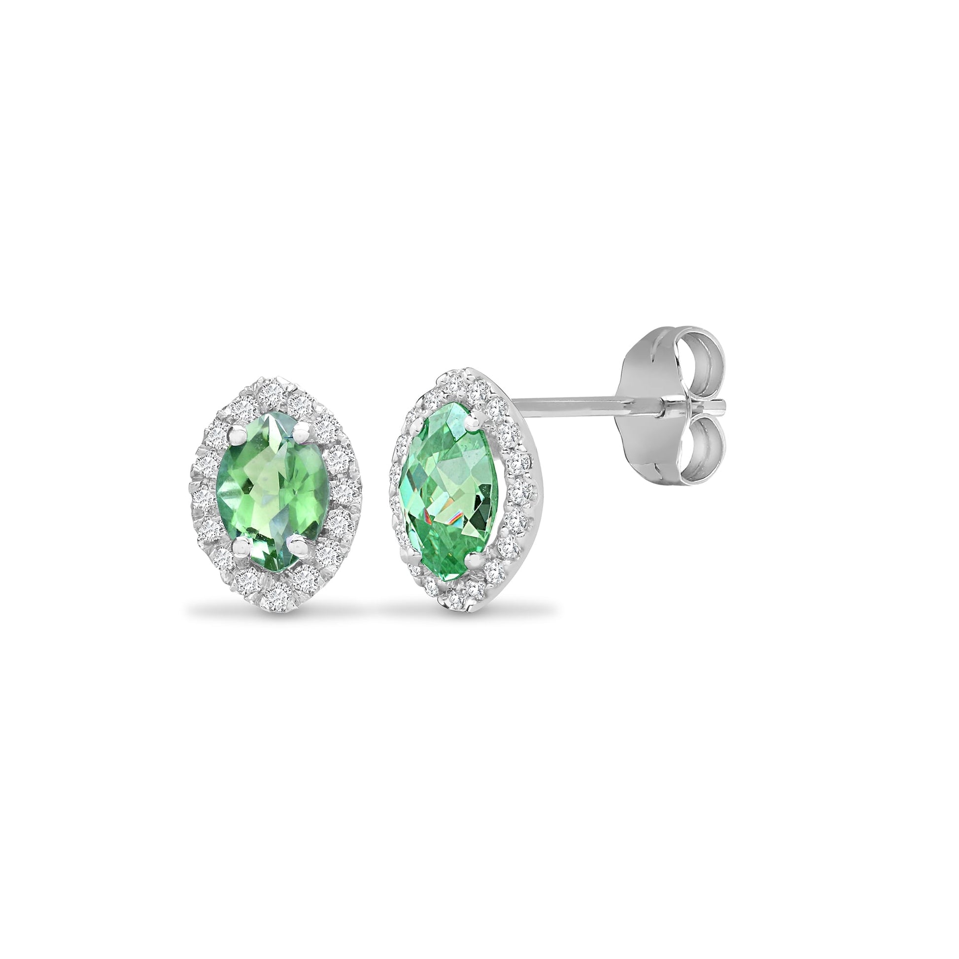 18ct White Diamond-15pt Peridot-68pts Studs