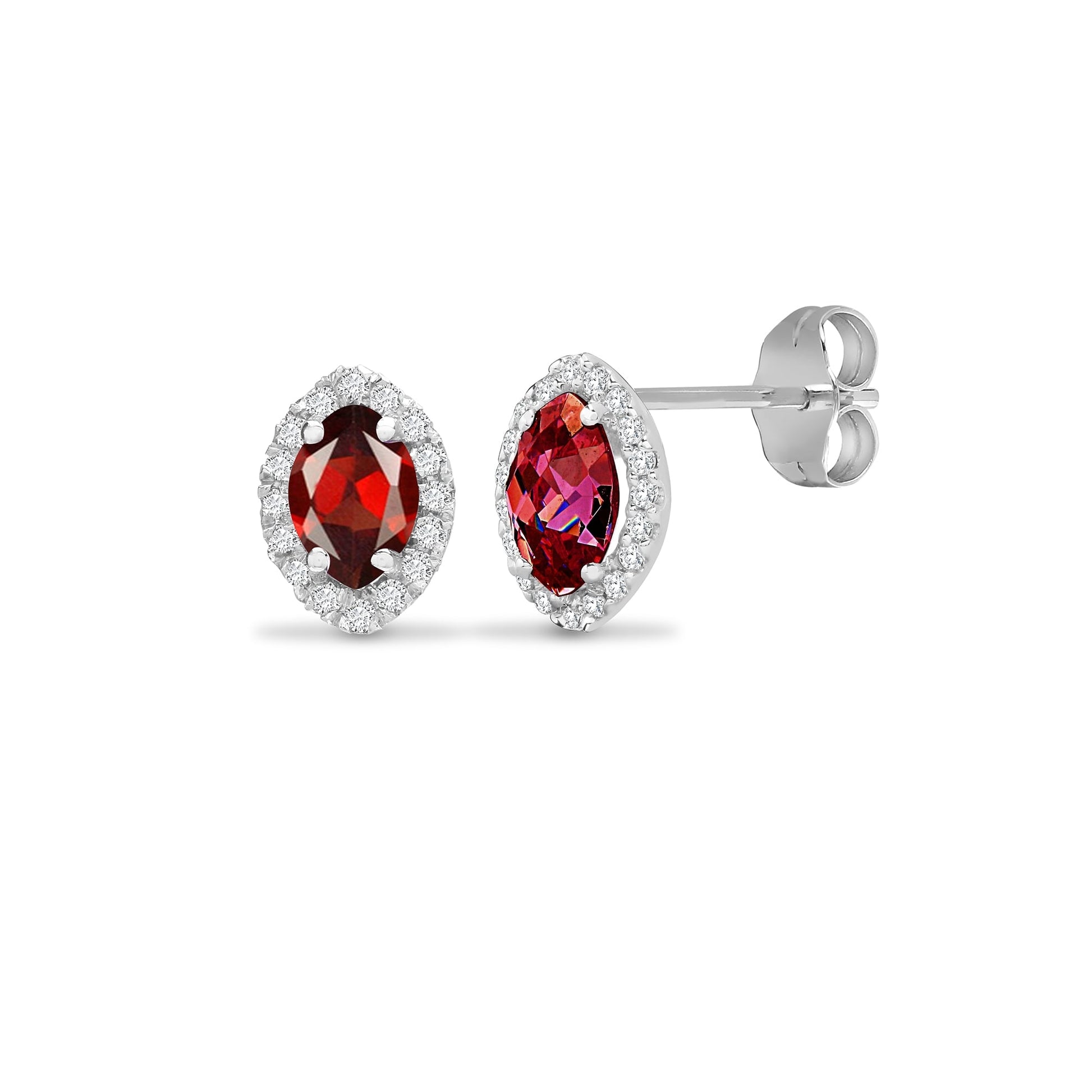 18ct White Diamond-15pt Garnet-1.46ct Studs