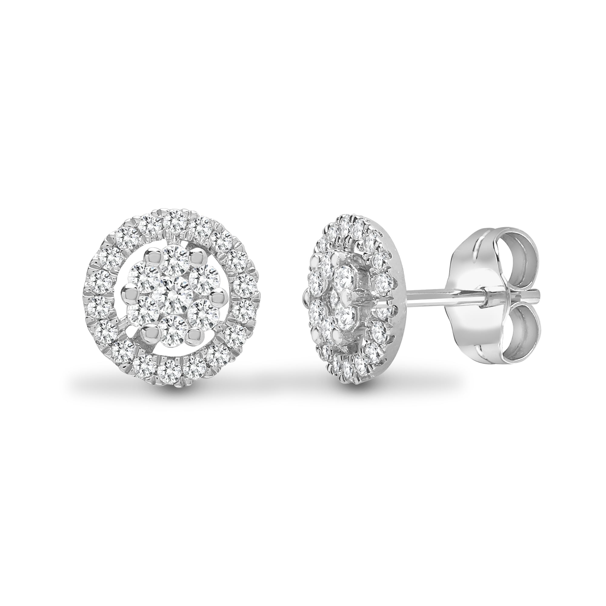 18ct White 0.65ct Diamond Cluster Earrings