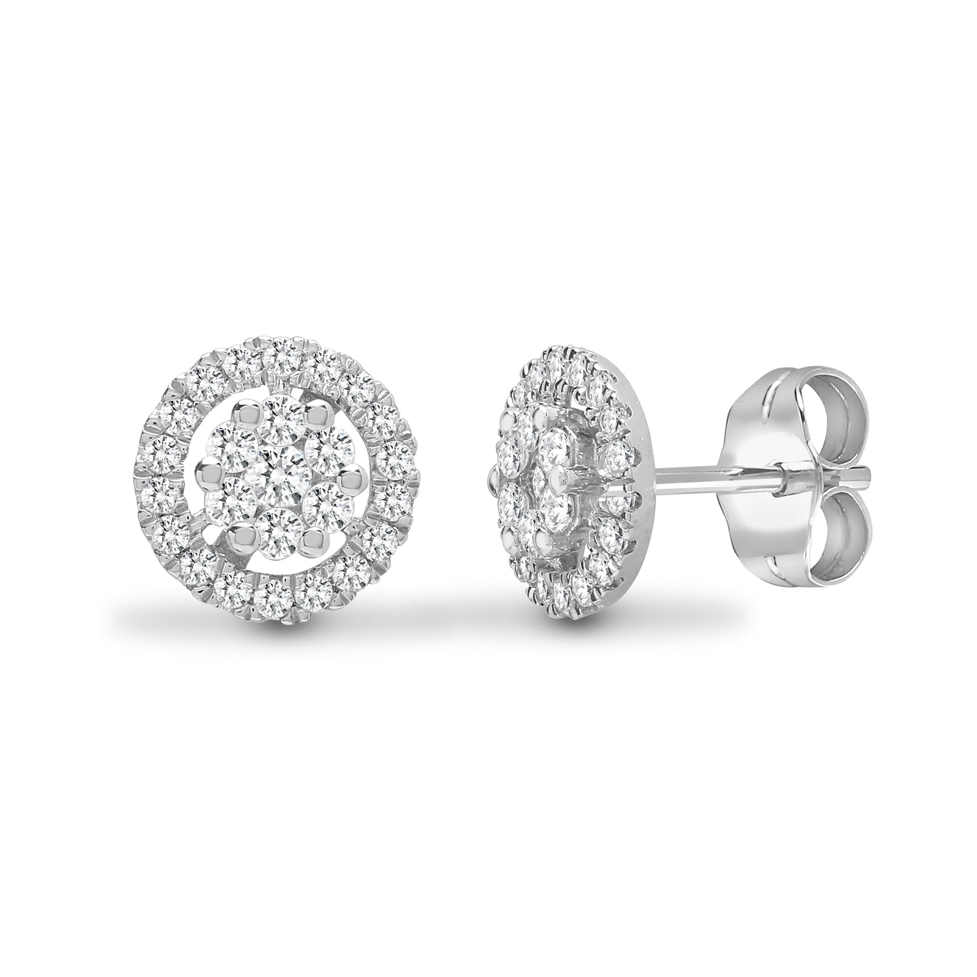 18ct White 0.65ct Diamond Cluster Earrings