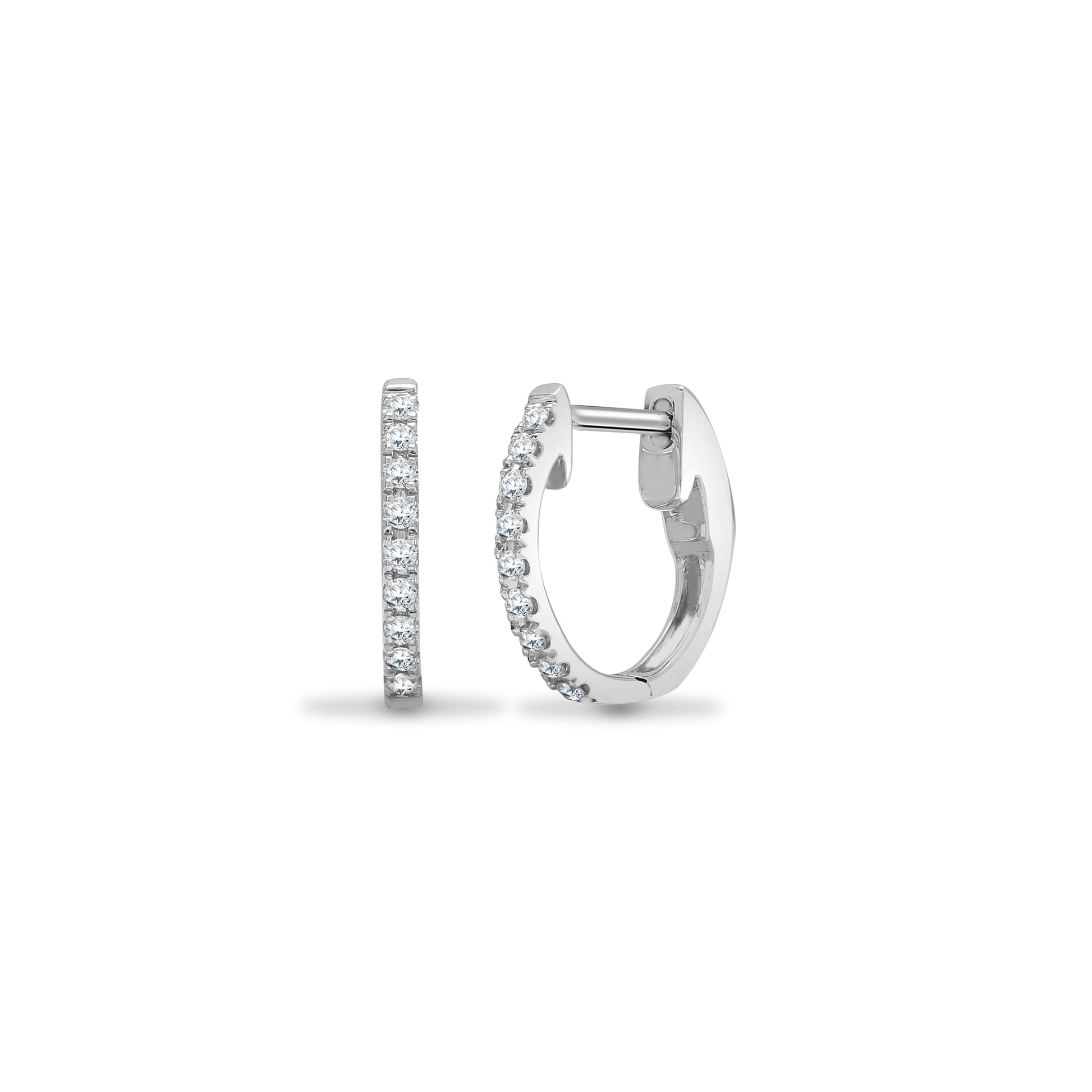 18ct White 0.14ct Diamond Claw Half Set Hoop Earrings
