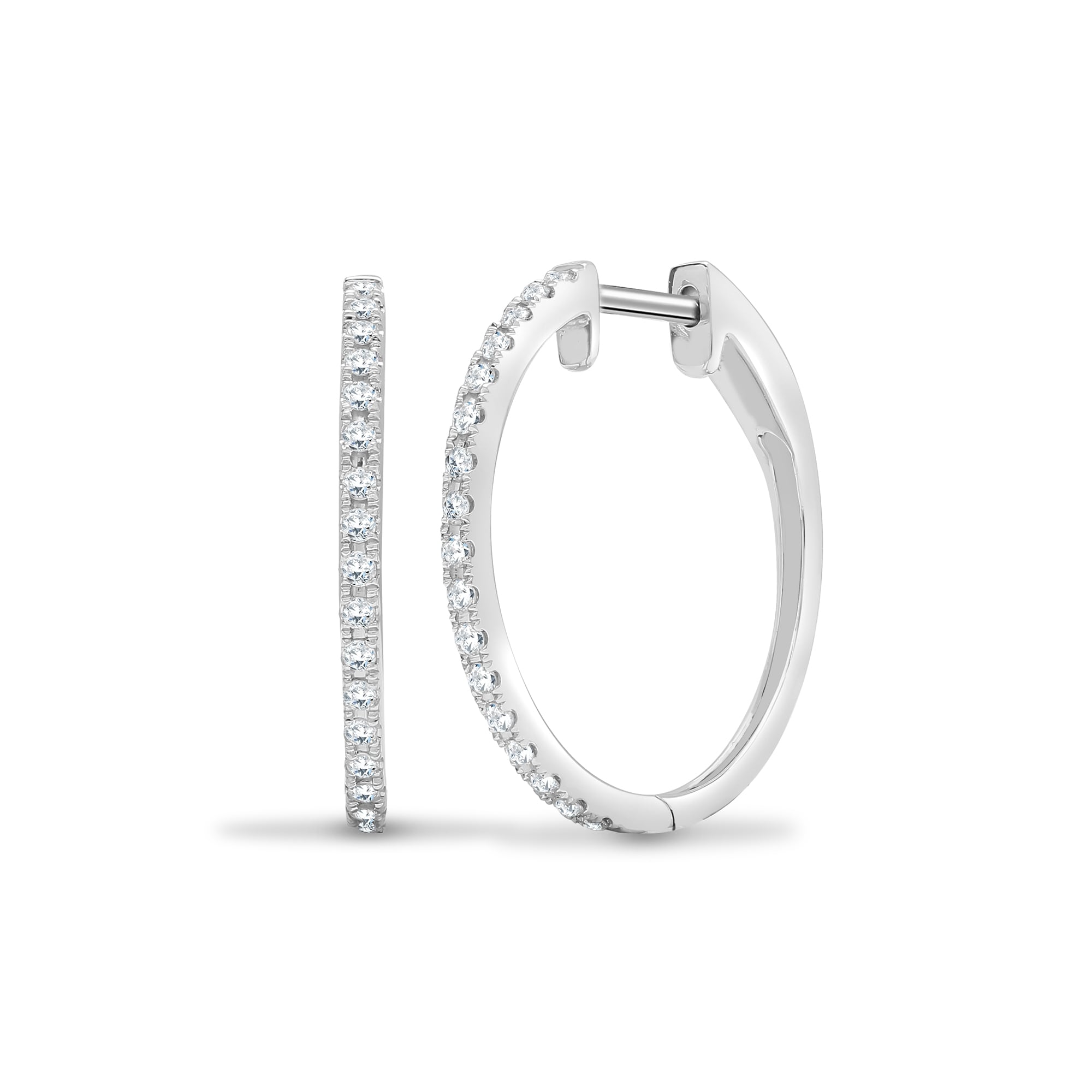 18ct White 0.35ct Diamond Claw Half Set Hoop Earrings