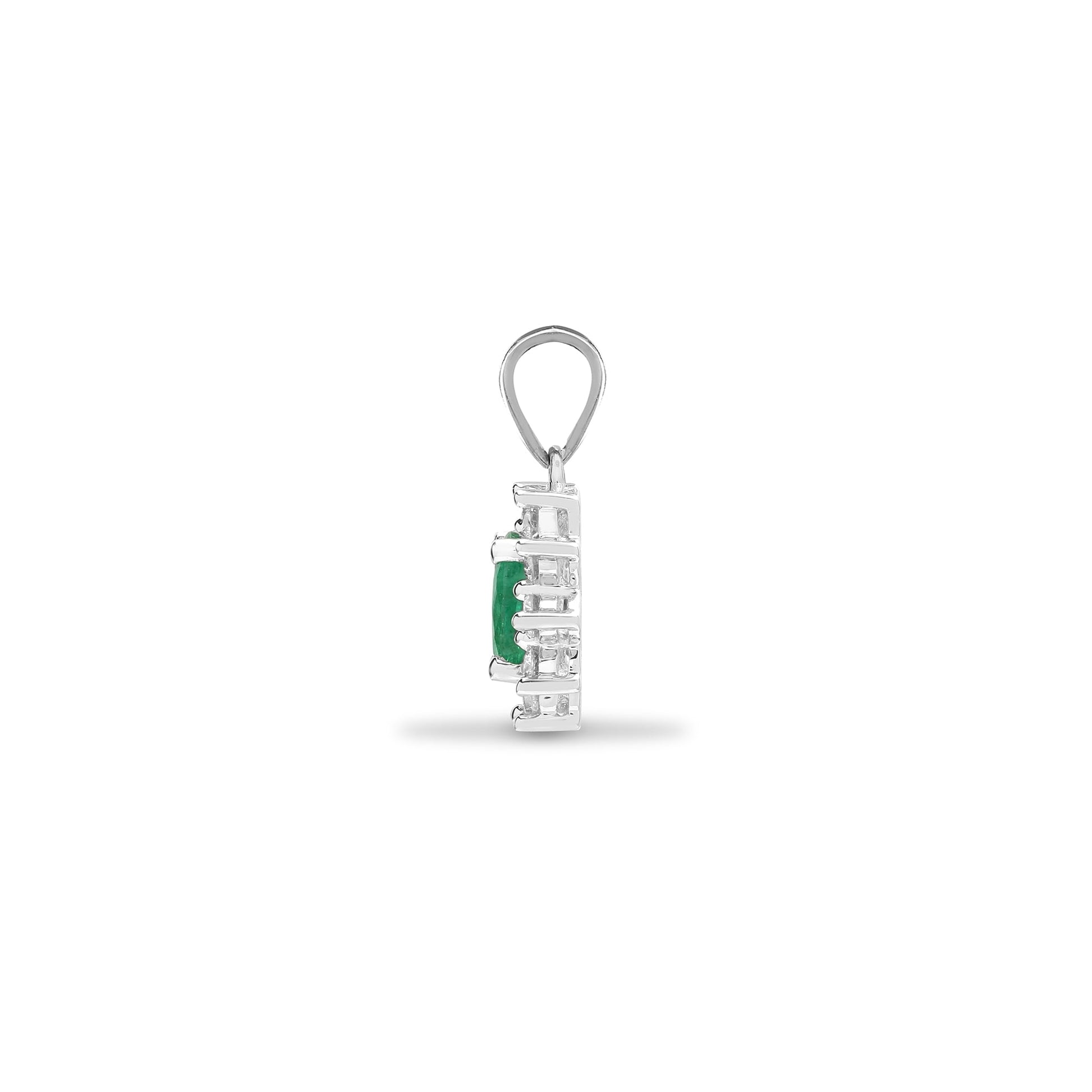 18ct White Diamond-26pts, Emerald-50pts Diamond Pendant