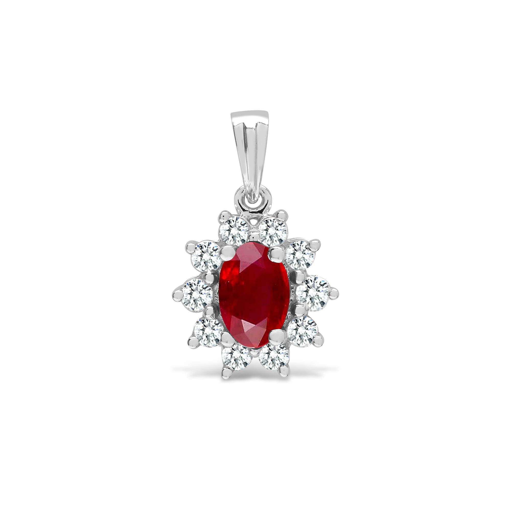 18ct White Diamond-26pts, Ruby 50pts Diamond Pendant