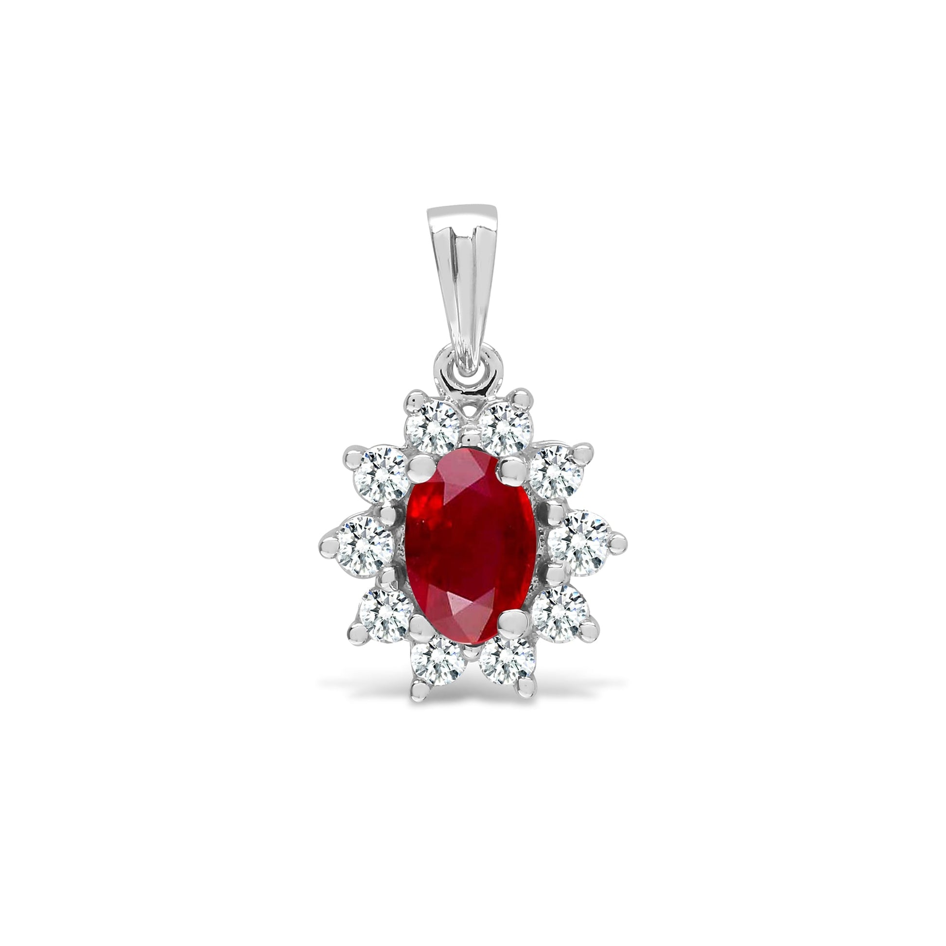 18ct White Diamond-26pts, Ruby 50pts Diamond Pendant