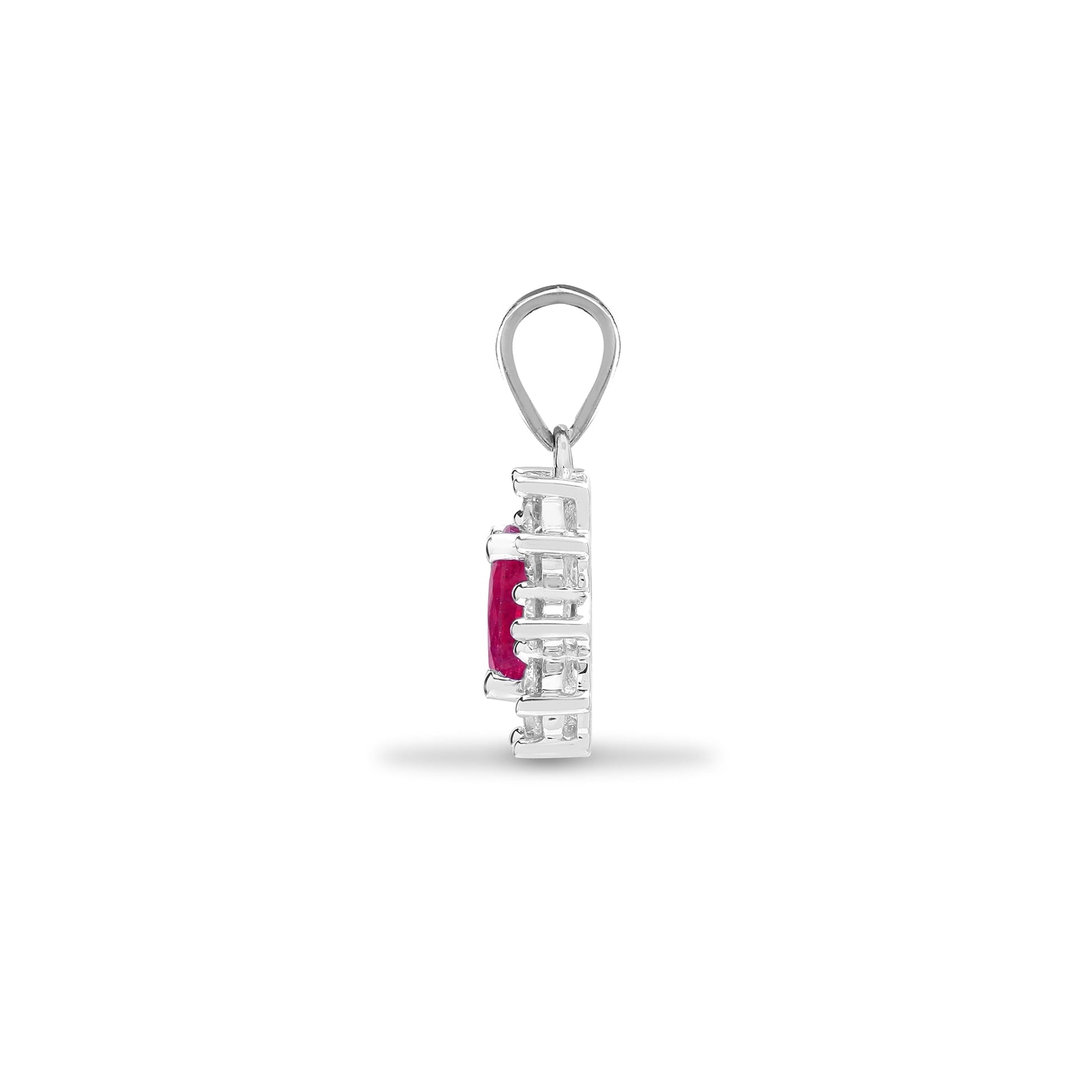 18ct White Diamond-26pts, Ruby 50pts Diamond Pendant