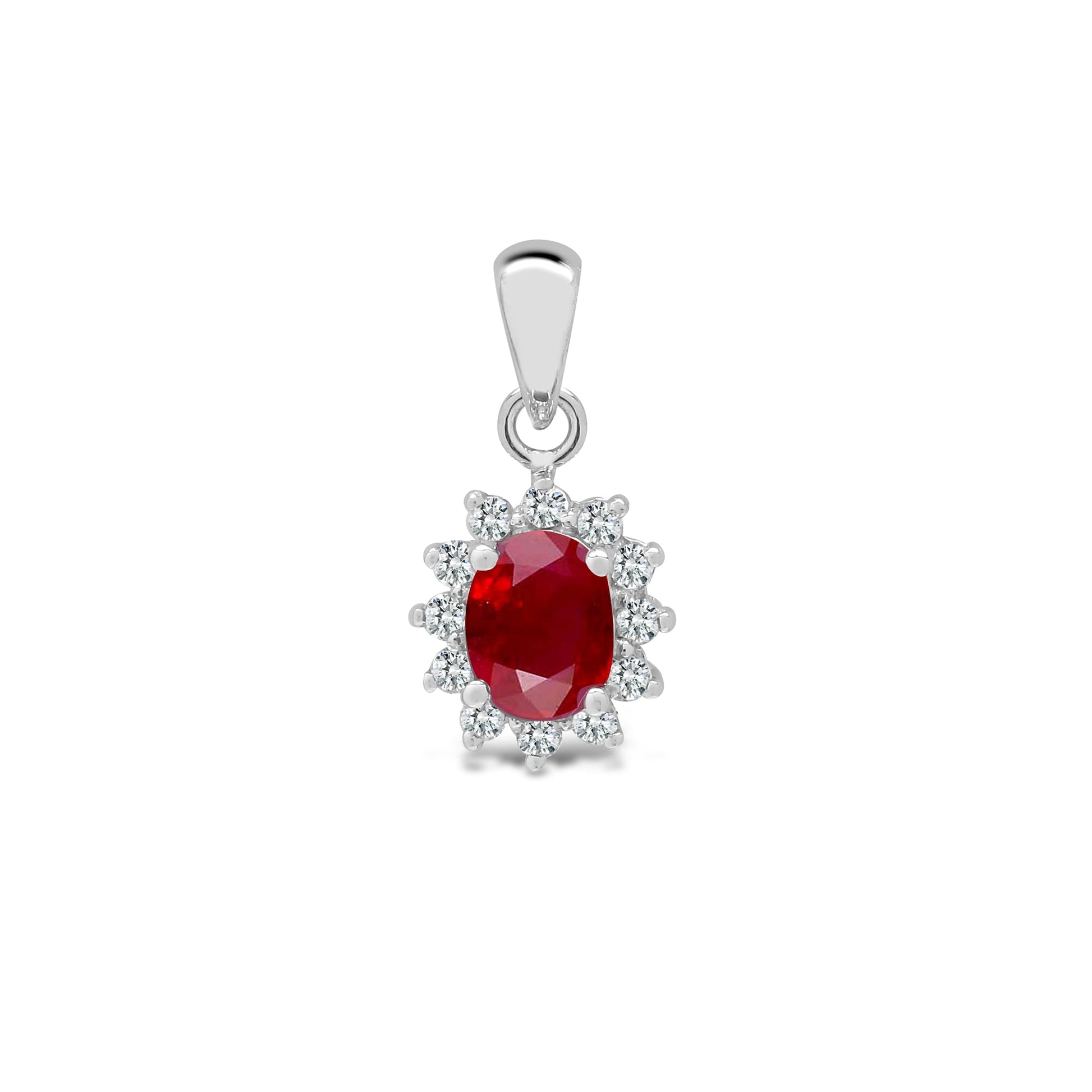 18ct White Diamond-9pt Ruby-57pt Pendant