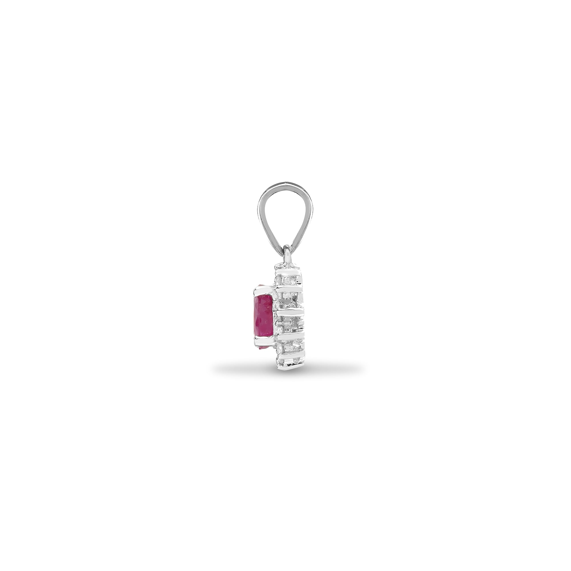 18ct White Diamond-9pt Ruby-57pt Pendant