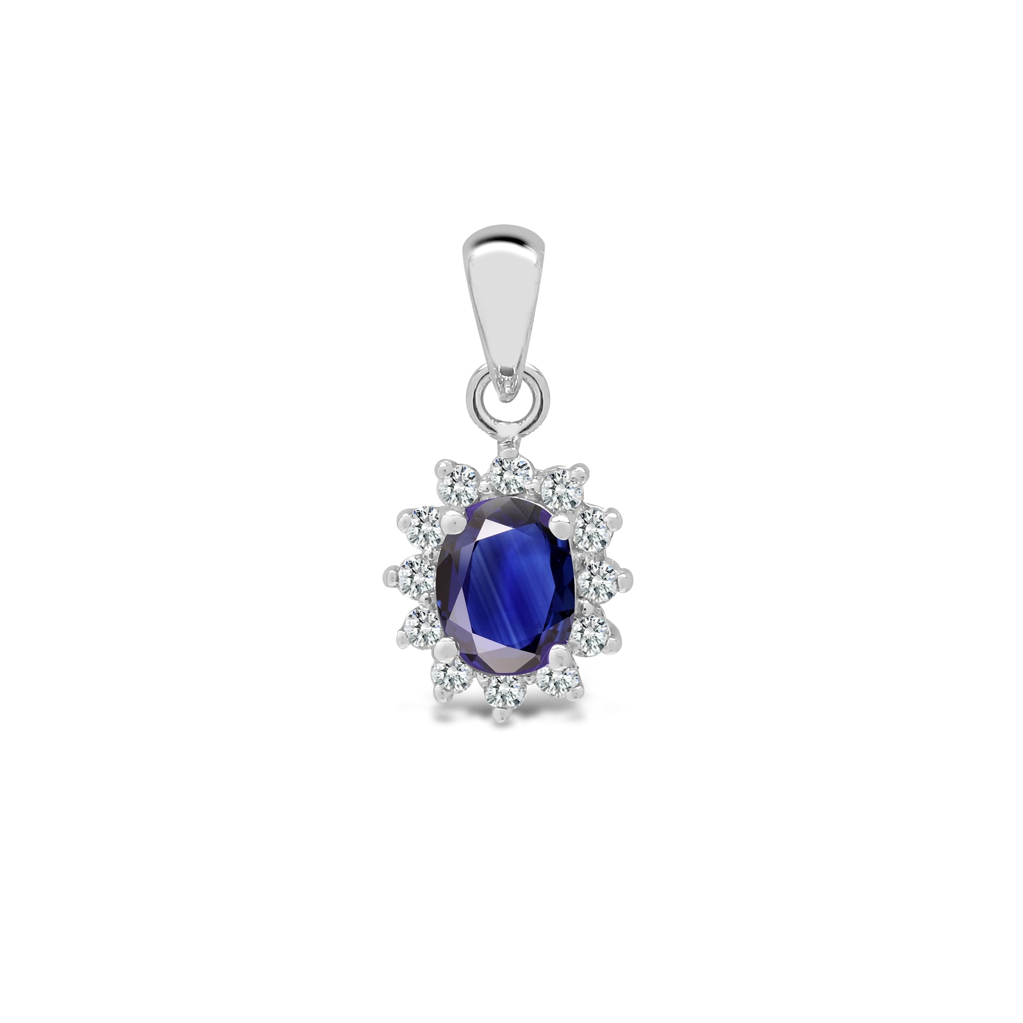 18ct White Diamond-9pt Sapphire-52pt Pendant