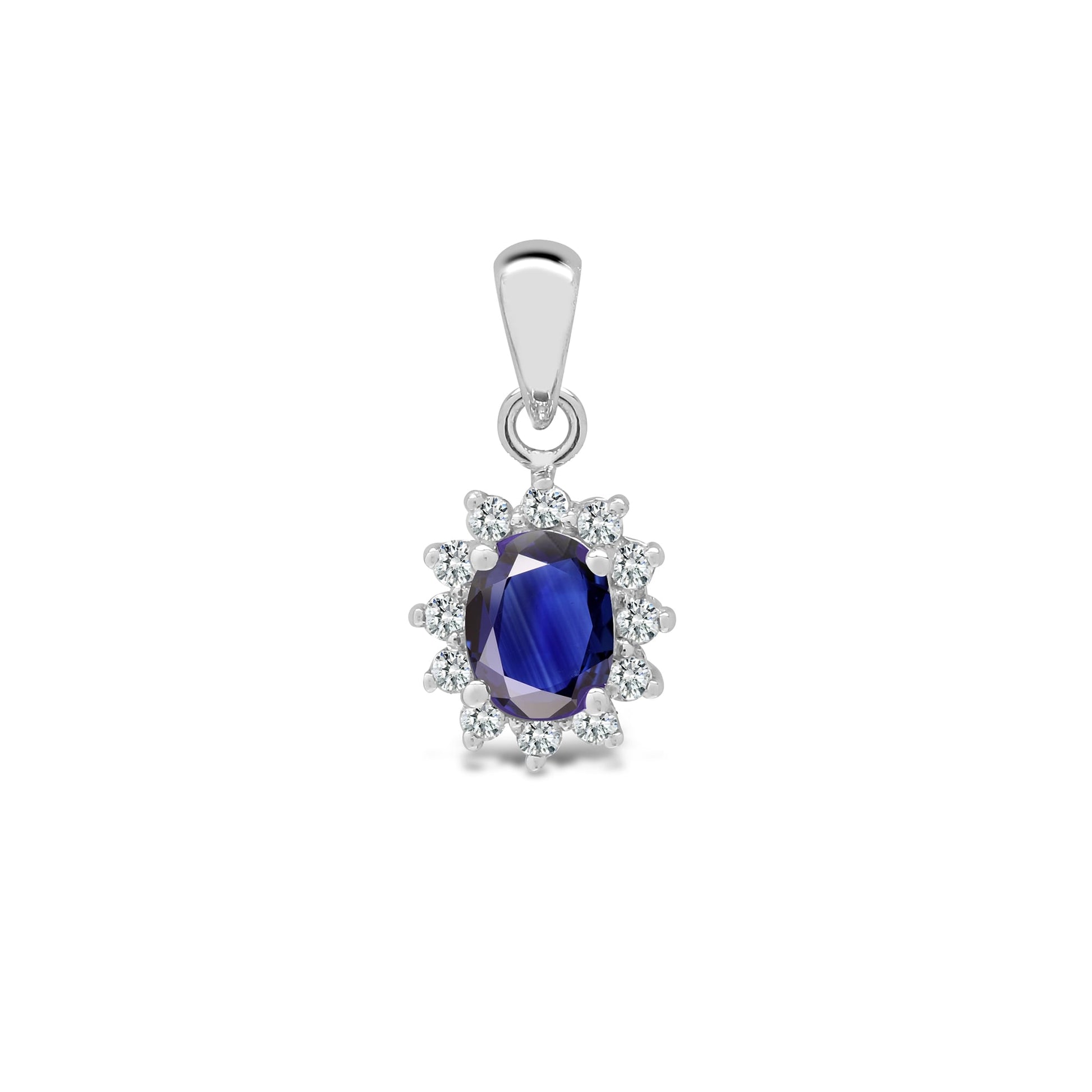 18ct White Diamond-9pt Sapphire-52pt Pendant