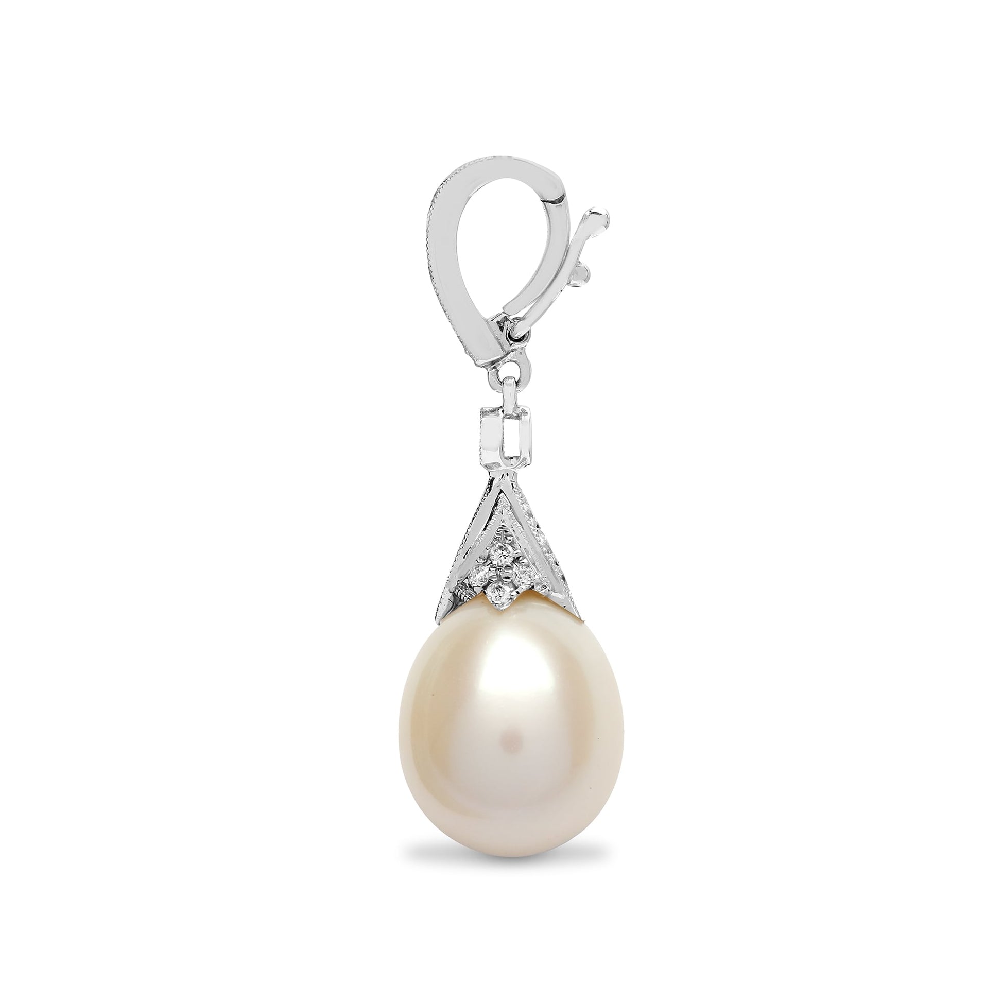 18ct White 25pt Diamond Pearl Drop Pendant