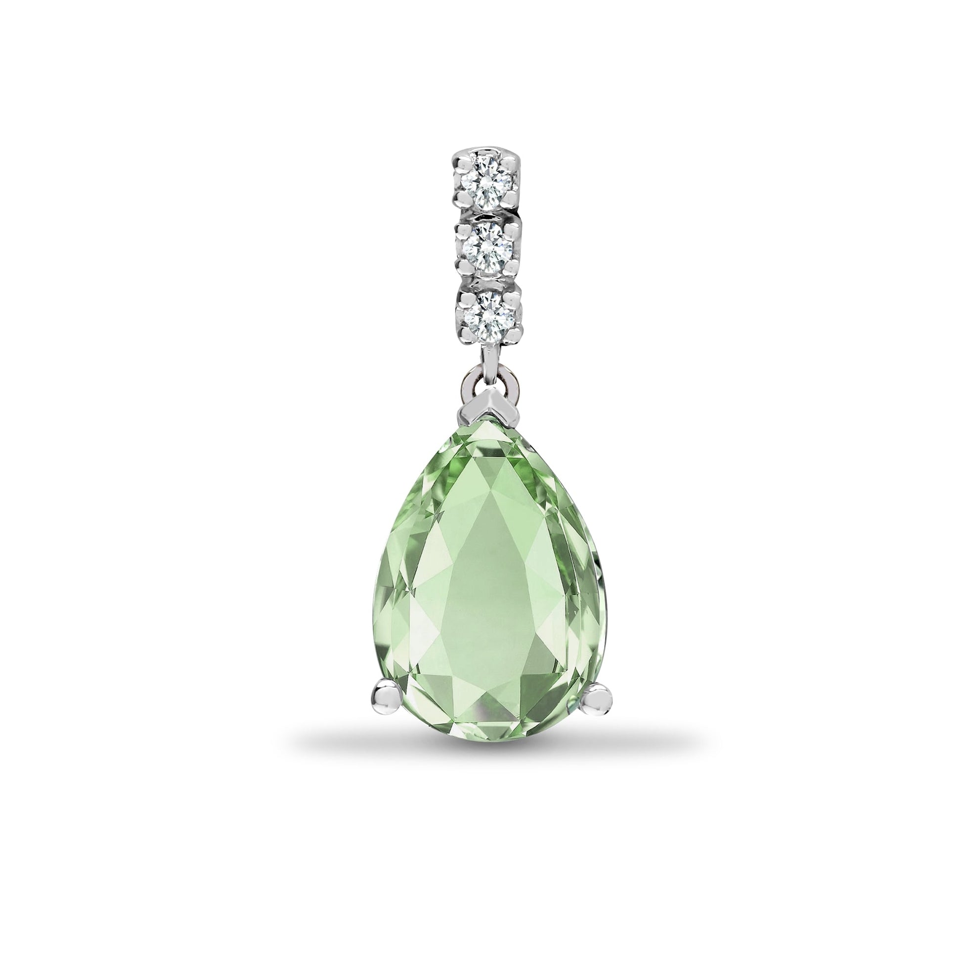 18ct White Diamond-5pt Green Amethyst-1.78ct Pendant