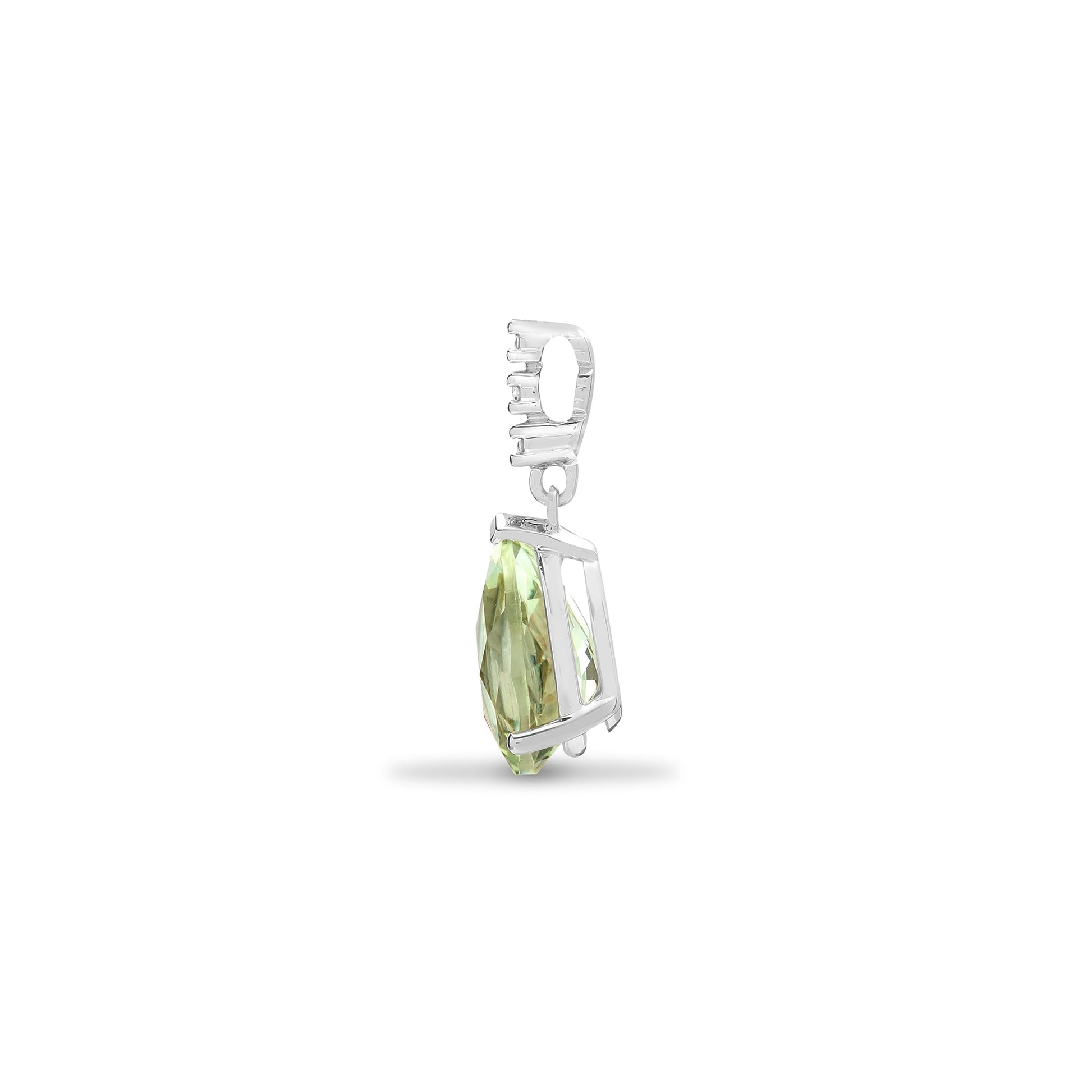 18ct White Diamond-5pt Green Amethyst-1.78ct Pendant