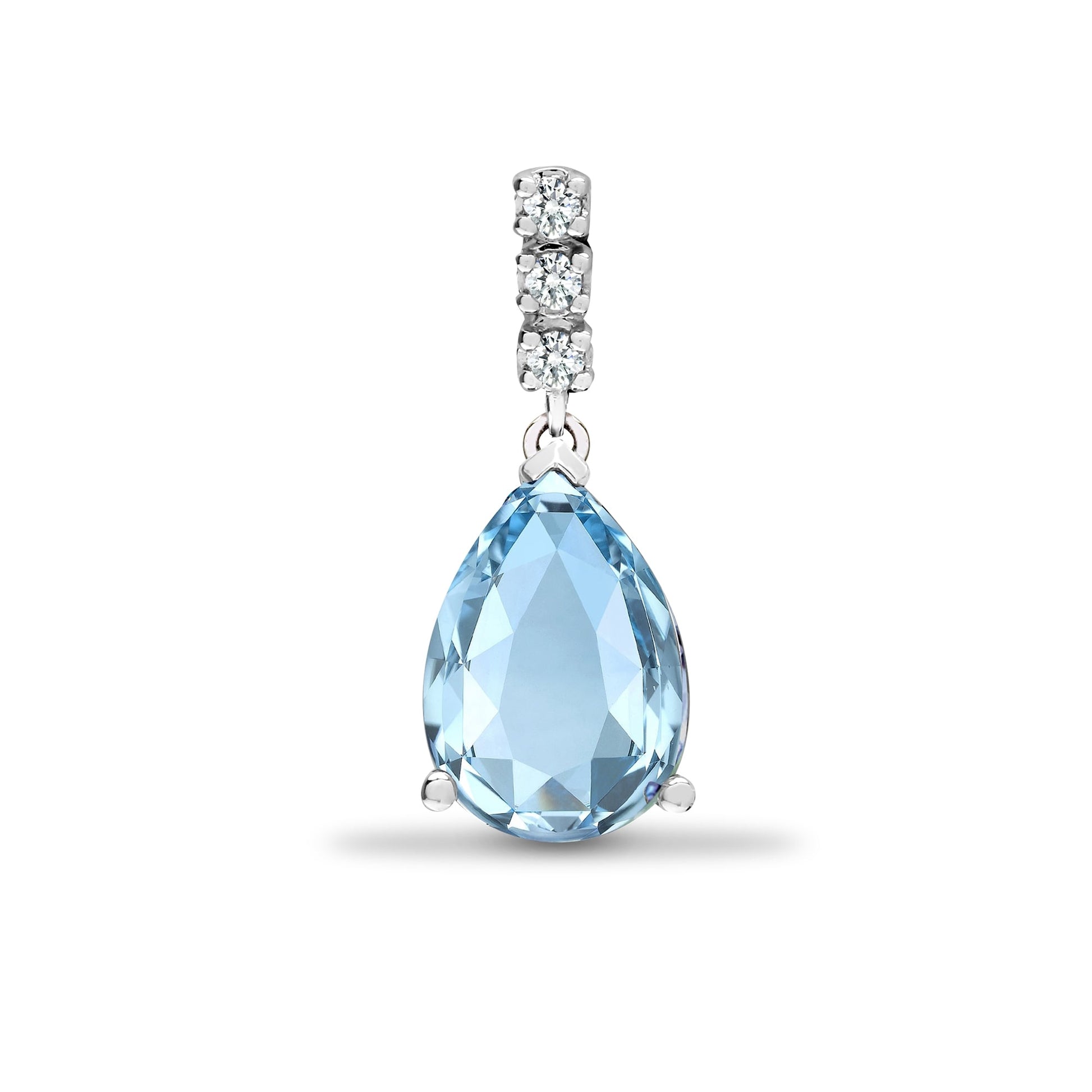 18ct White Diamond-5pt Blue Topaz-2.28ct Pendant
