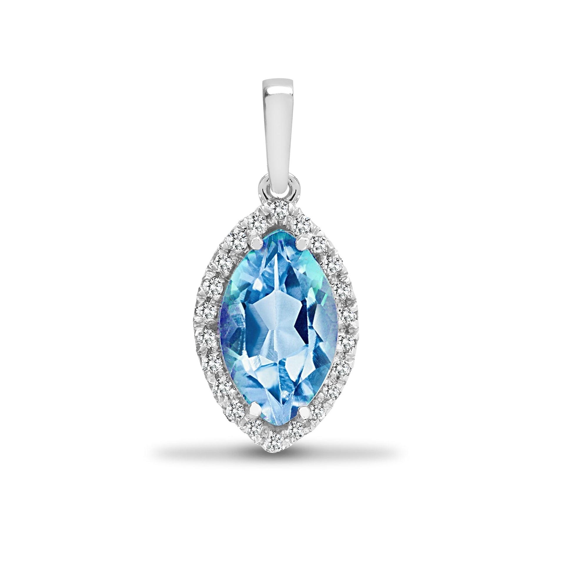 18ct White Diamond-10pt Blue Topaz-2.33ct Pendant