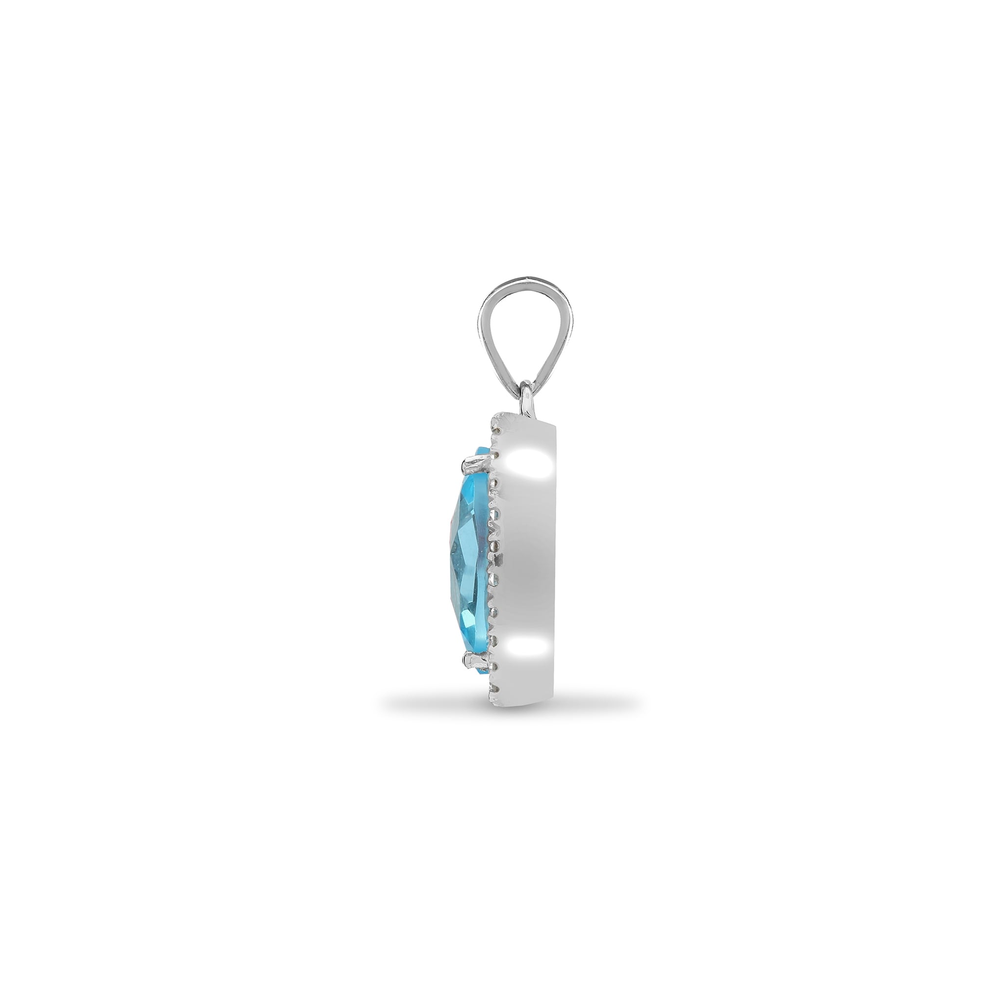 18ct White Diamond-10pt Blue Topaz-2.33ct Pendant