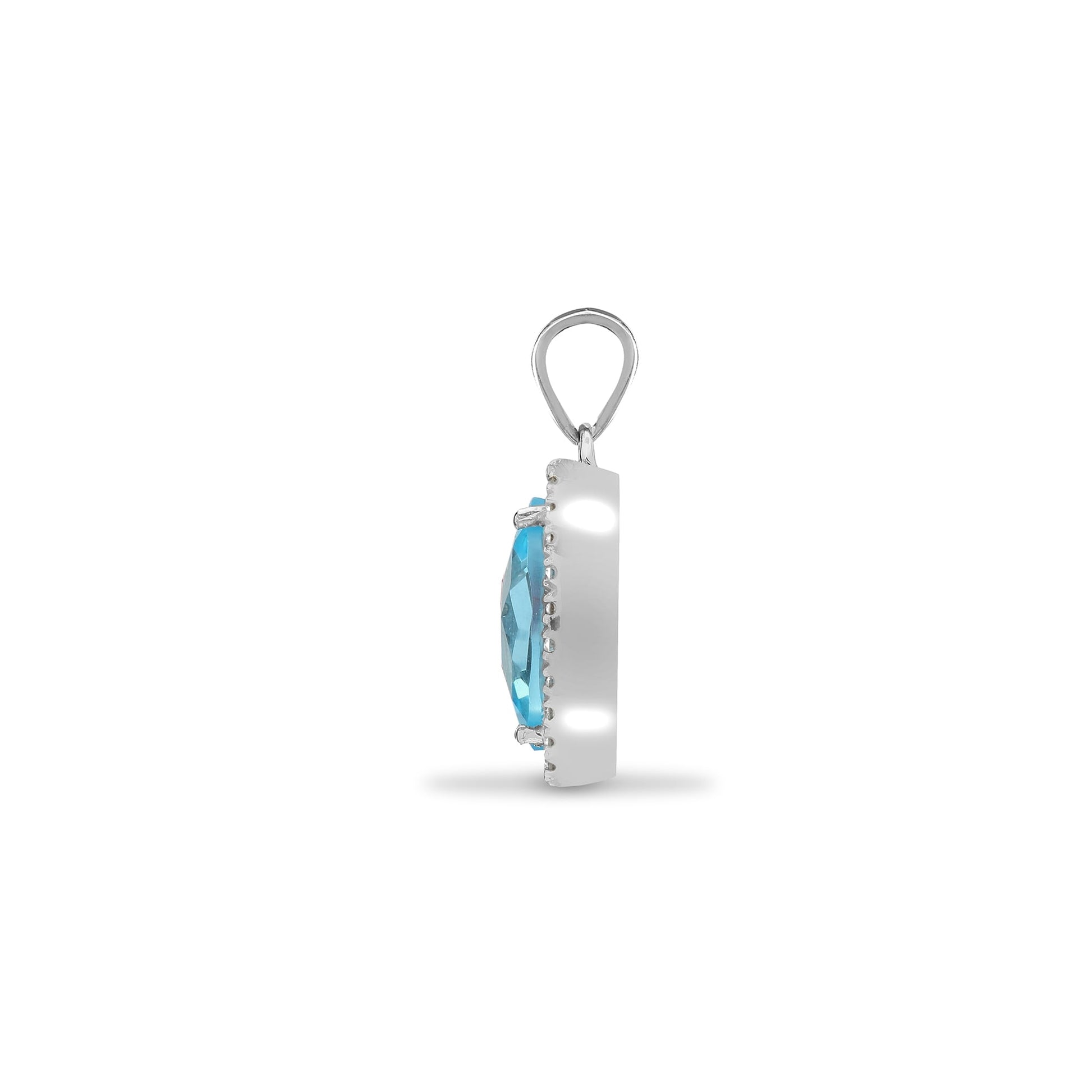18ct White Diamond-10pt Blue Topaz-2.33ct Pendant