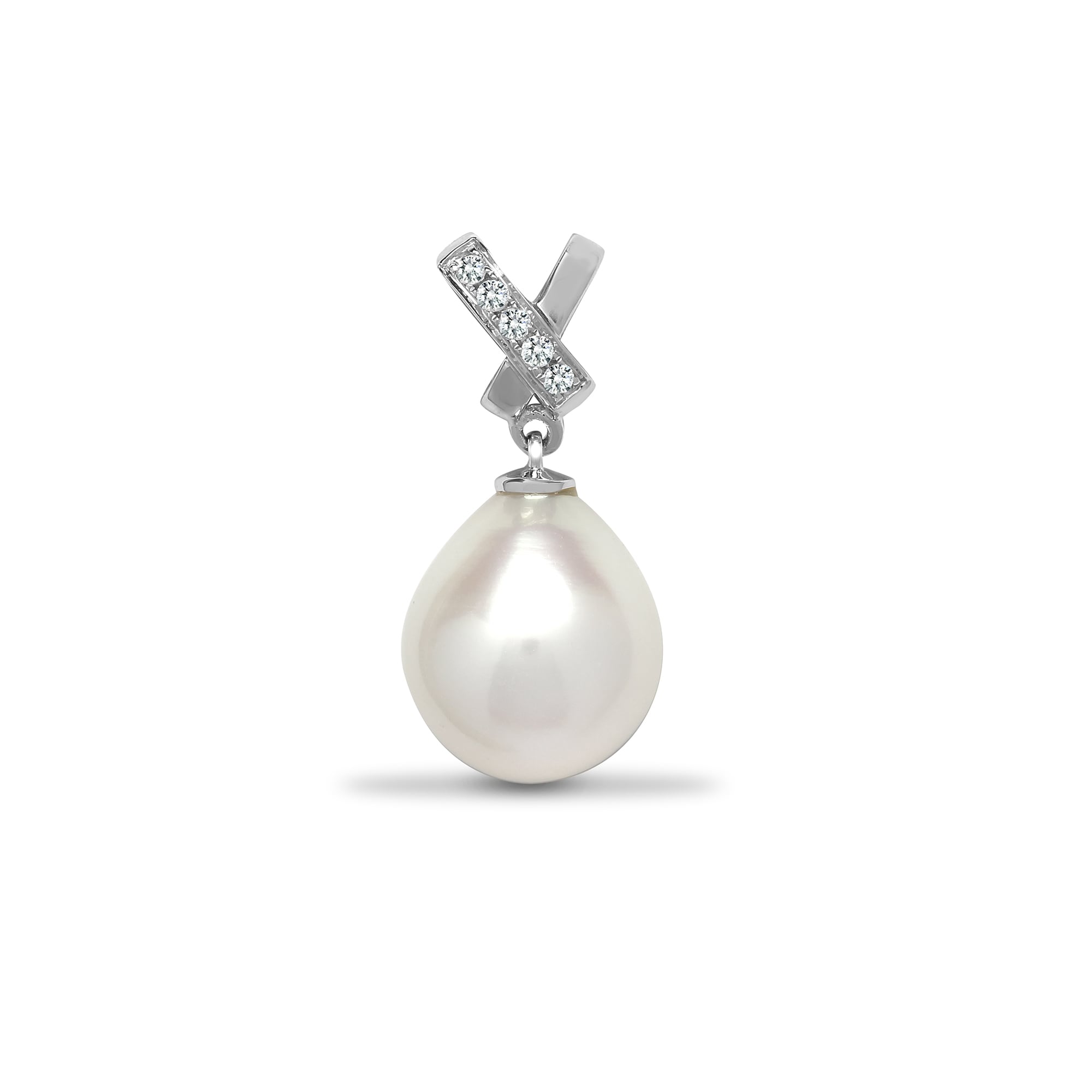 18ct White 4pts Diamond & Pearl Pendant