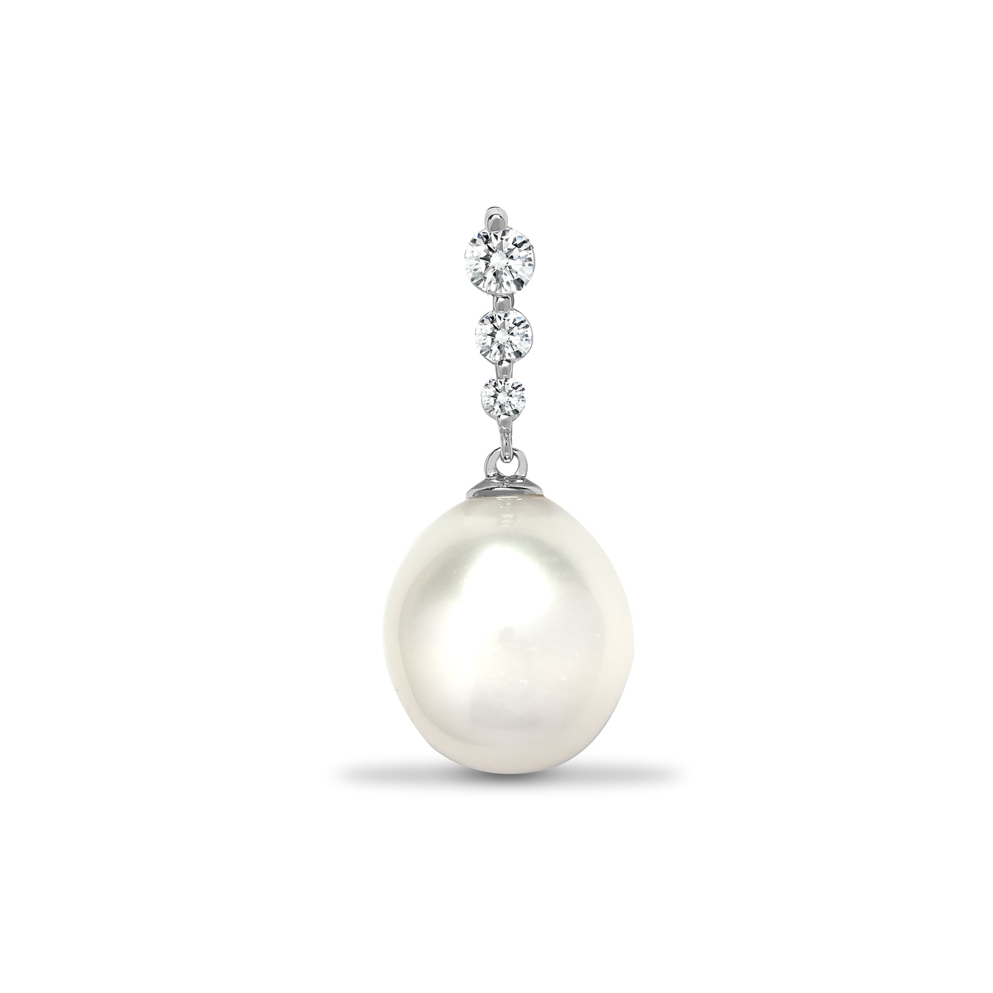 18ct White 20pts Diamond & Pearl Pendant