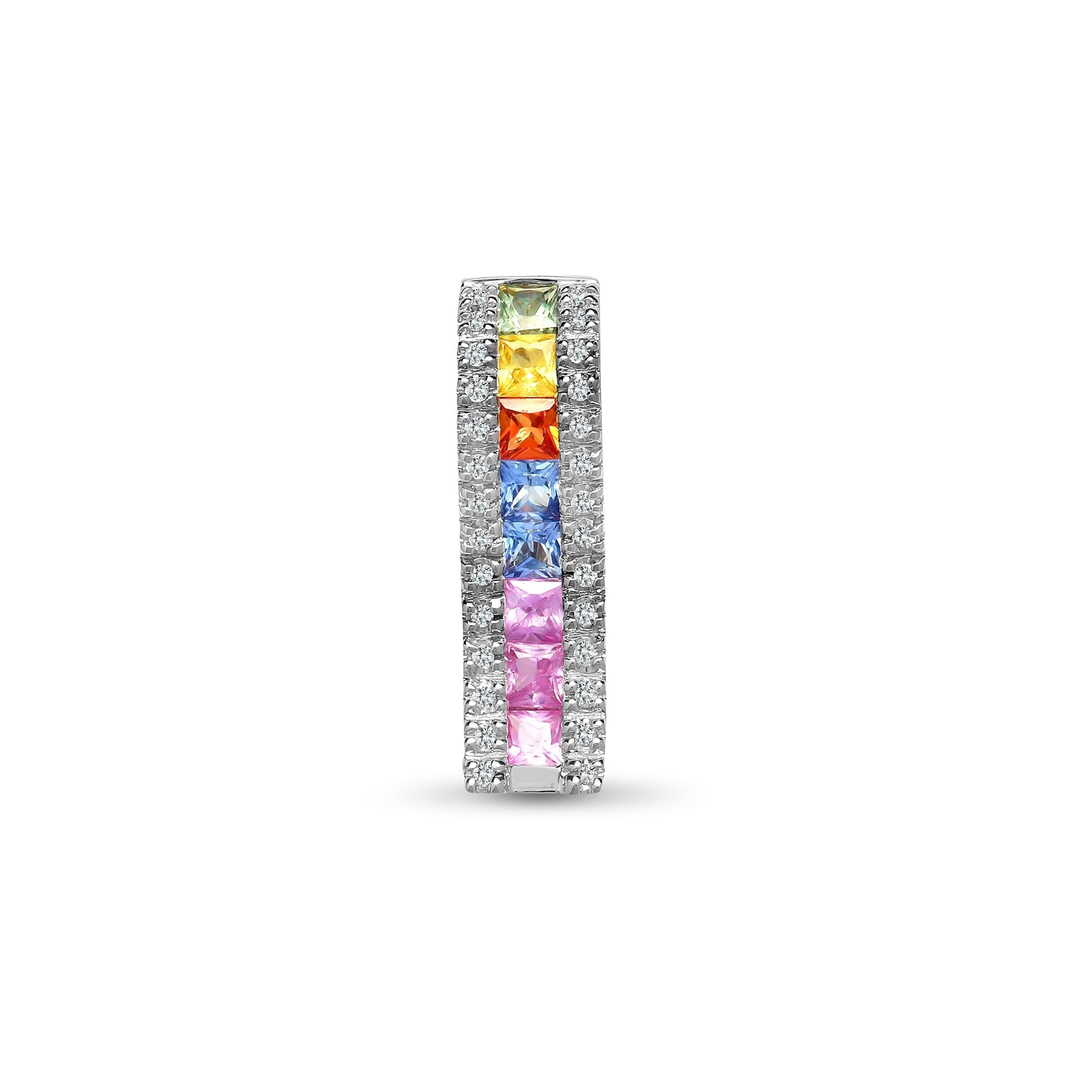 18ct White Diamond-14pt Multi Coloured Sapphire-56pt Pendant
