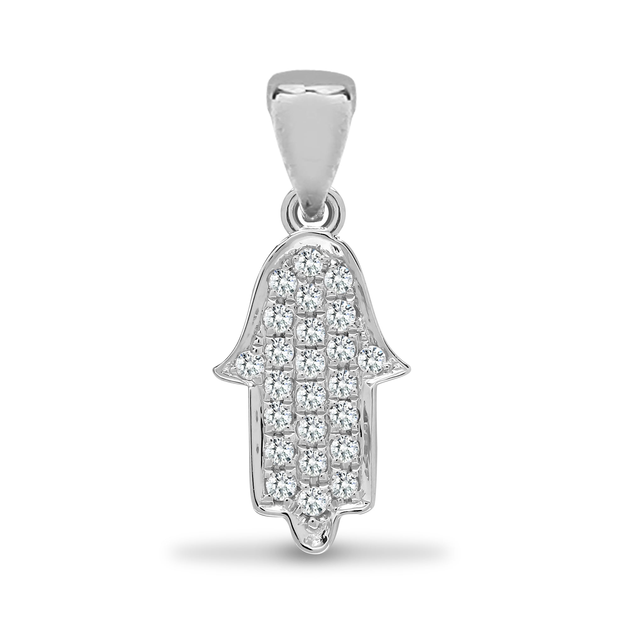 18ct White Gold 0.14ct Diamond Hamsa Pendant