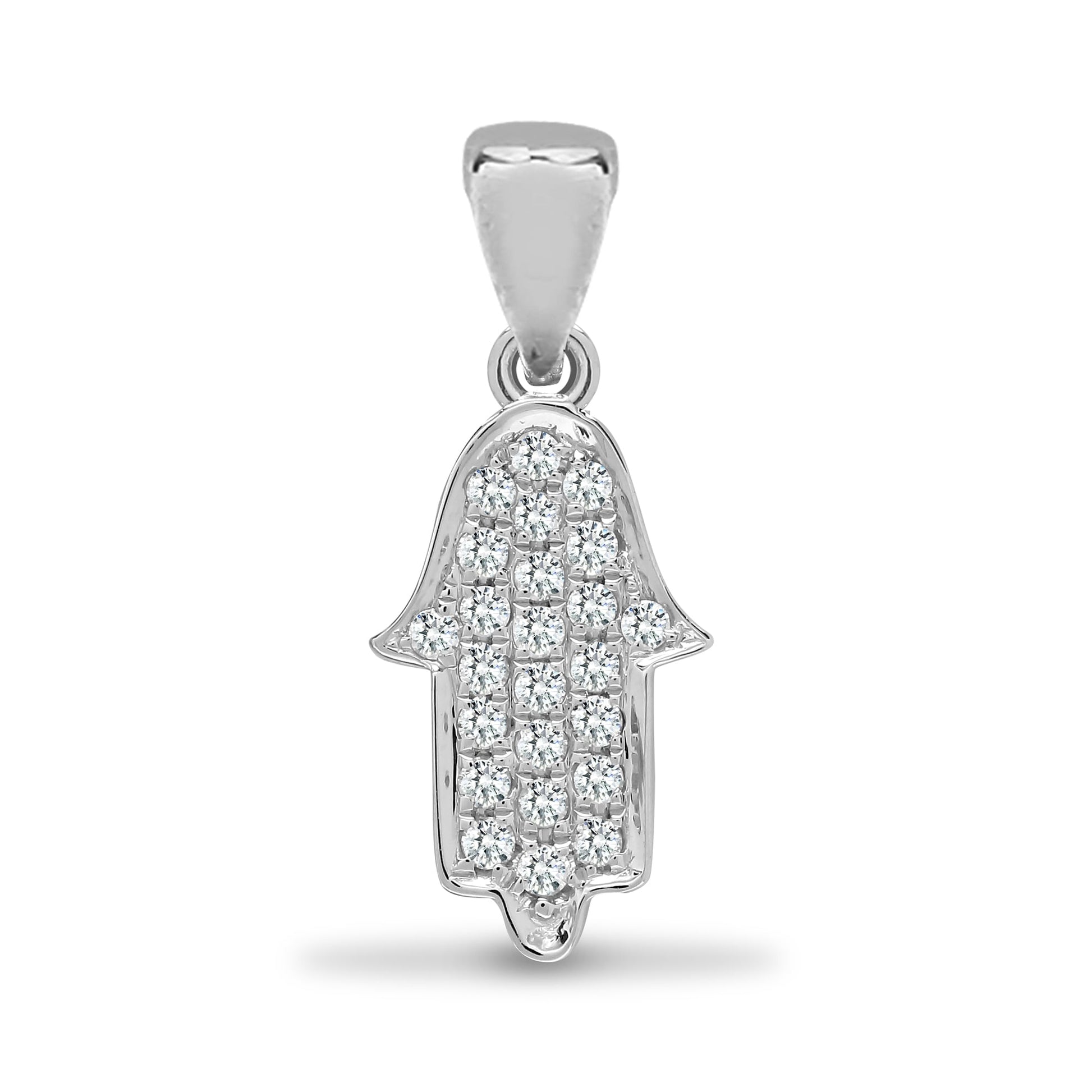 18ct White Gold 0.14ct Diamond Hamsa Pendant