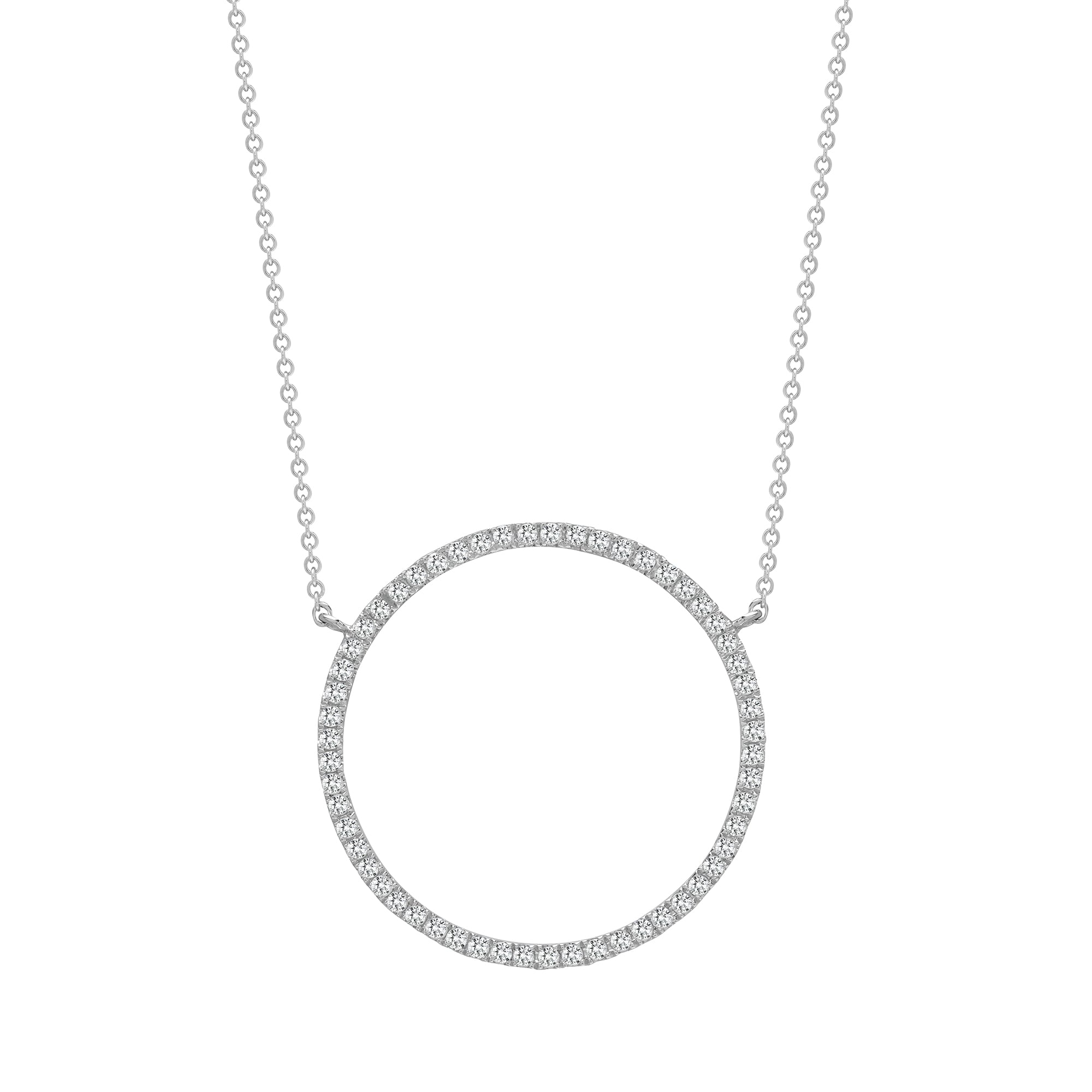 18ct White 0.32ct Diamond Circle Pendant - 18" Chain