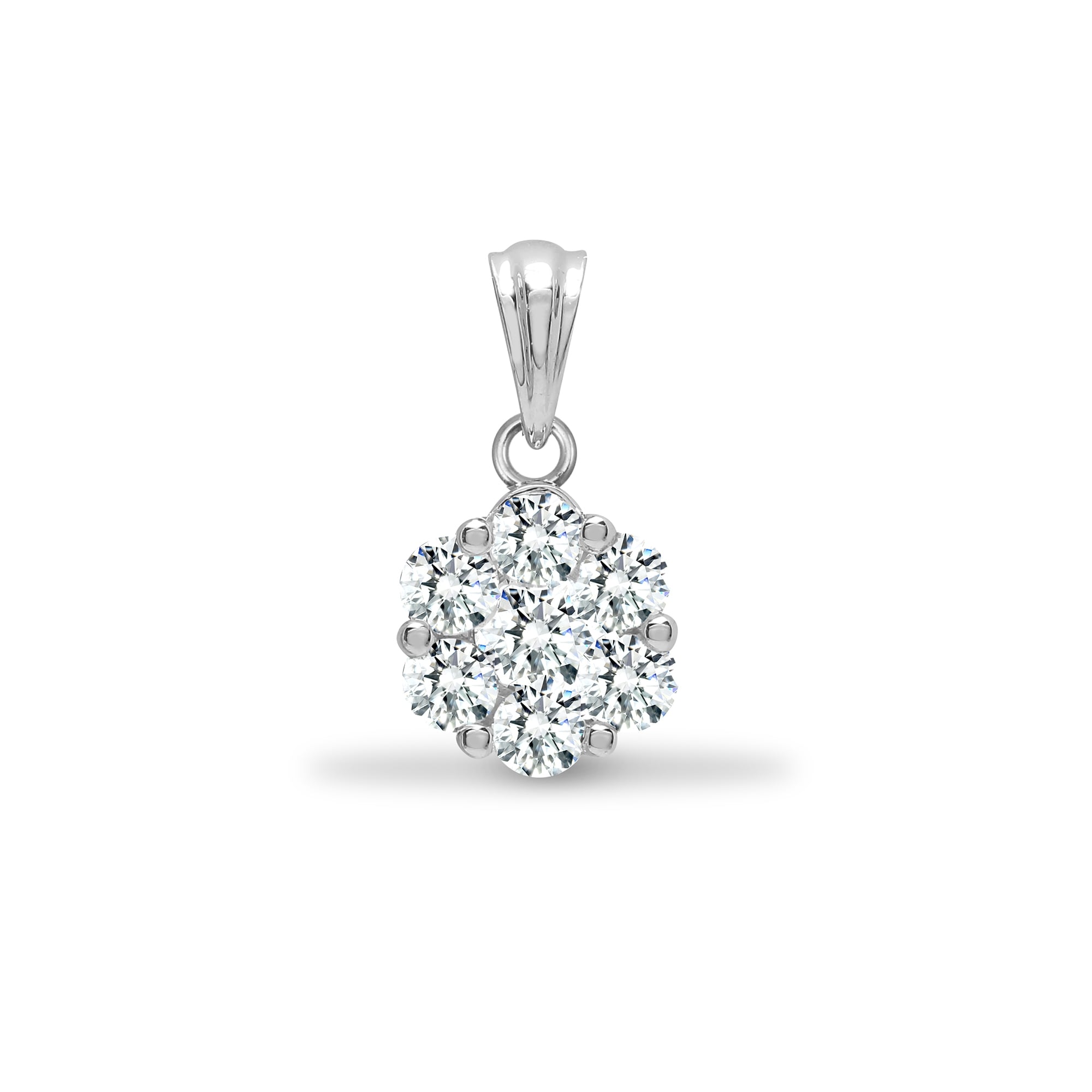 18ct White 0.75ct Diamond 7 Stone Cluster Pendant